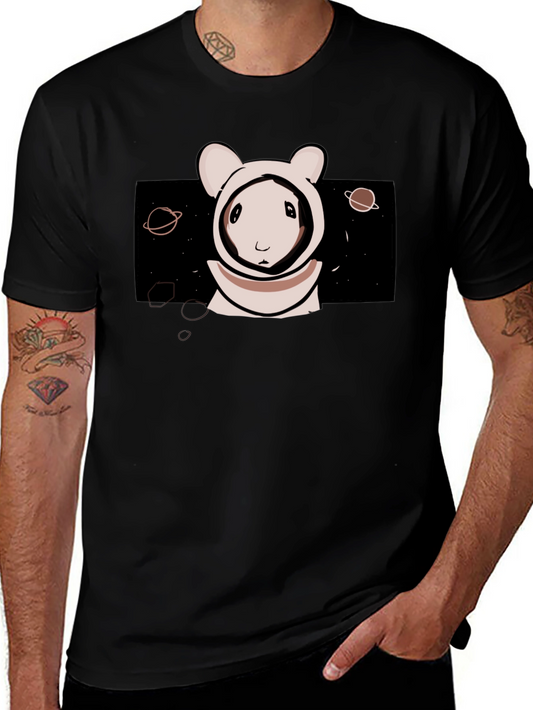 Astronaut Bunny Graphic Tee - Black Cotton T-Shirt