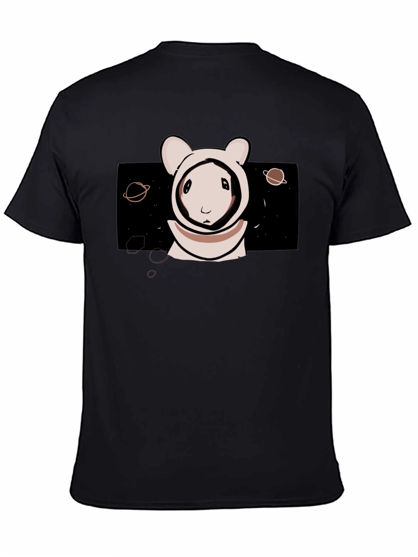 Astronaut Bunny Graphic Tee - Black Cotton T-Shirt