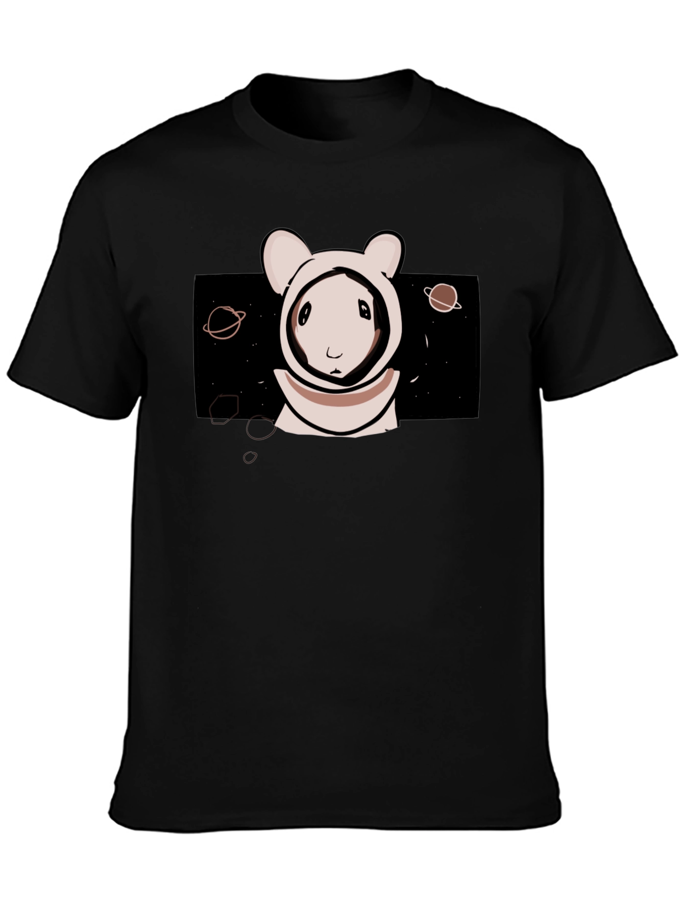 Astronaut Bunny Graphic Tee - Black Cotton T-Shirt