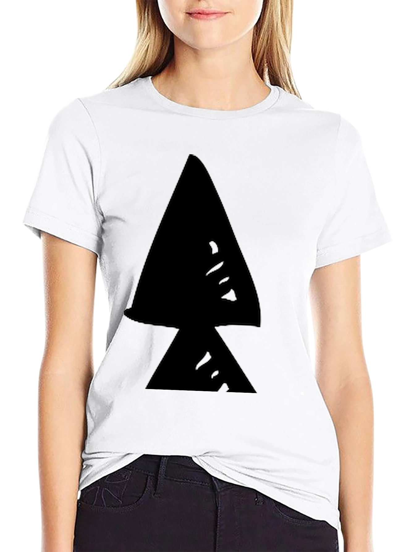 Black T-Shirt with Abstract Triangle Graphic