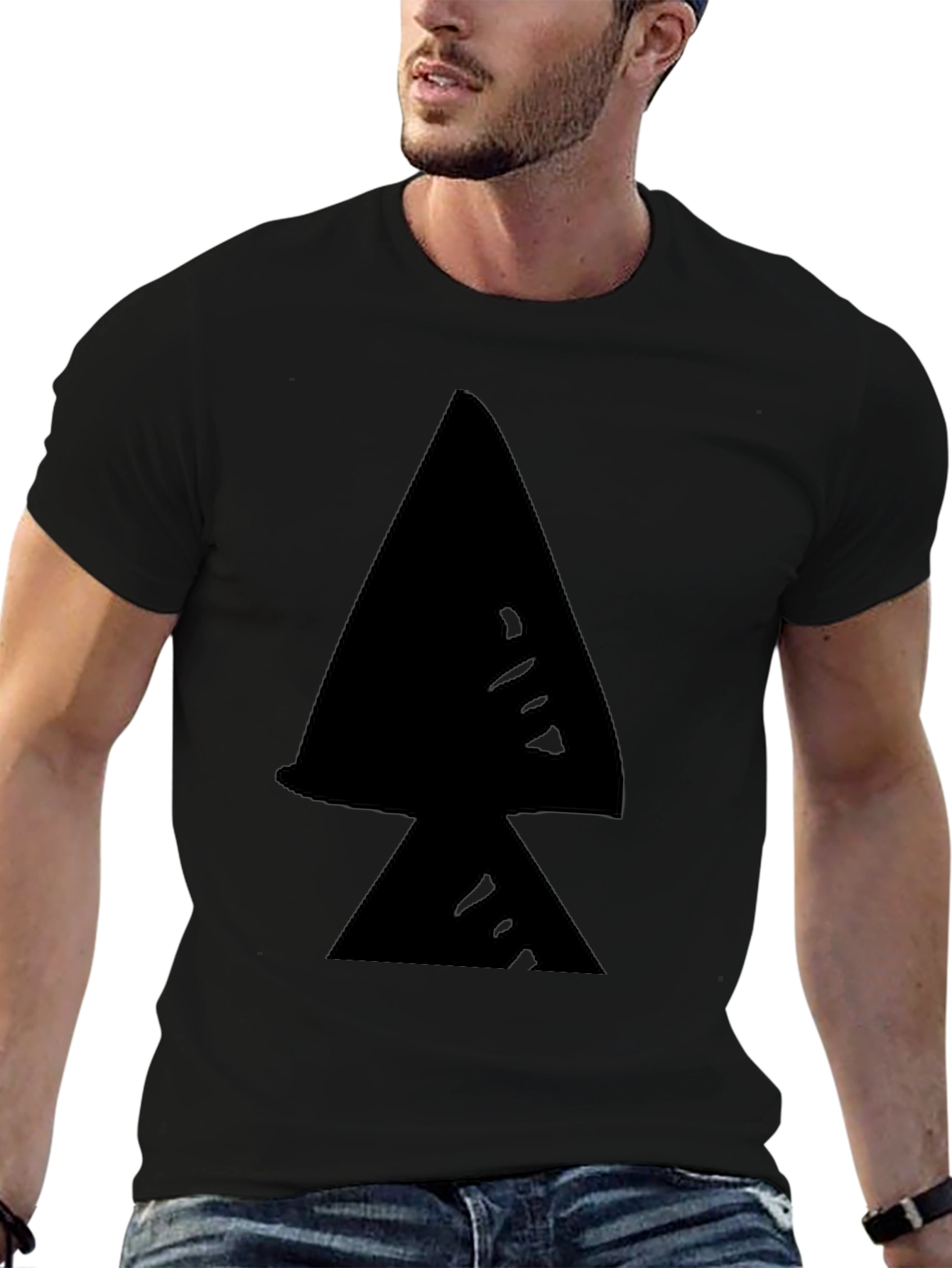 Black T-Shirt with Abstract Triangle Graphic