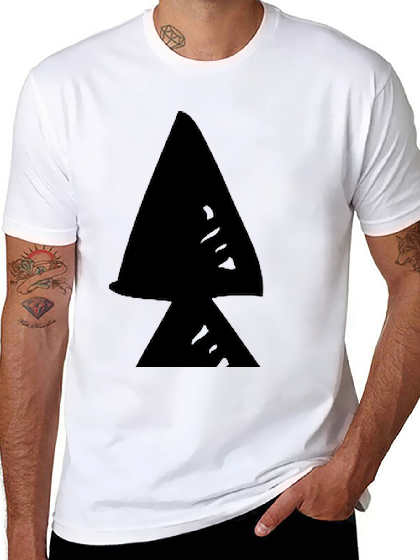 Black T-Shirt with Abstract Triangle Graphic