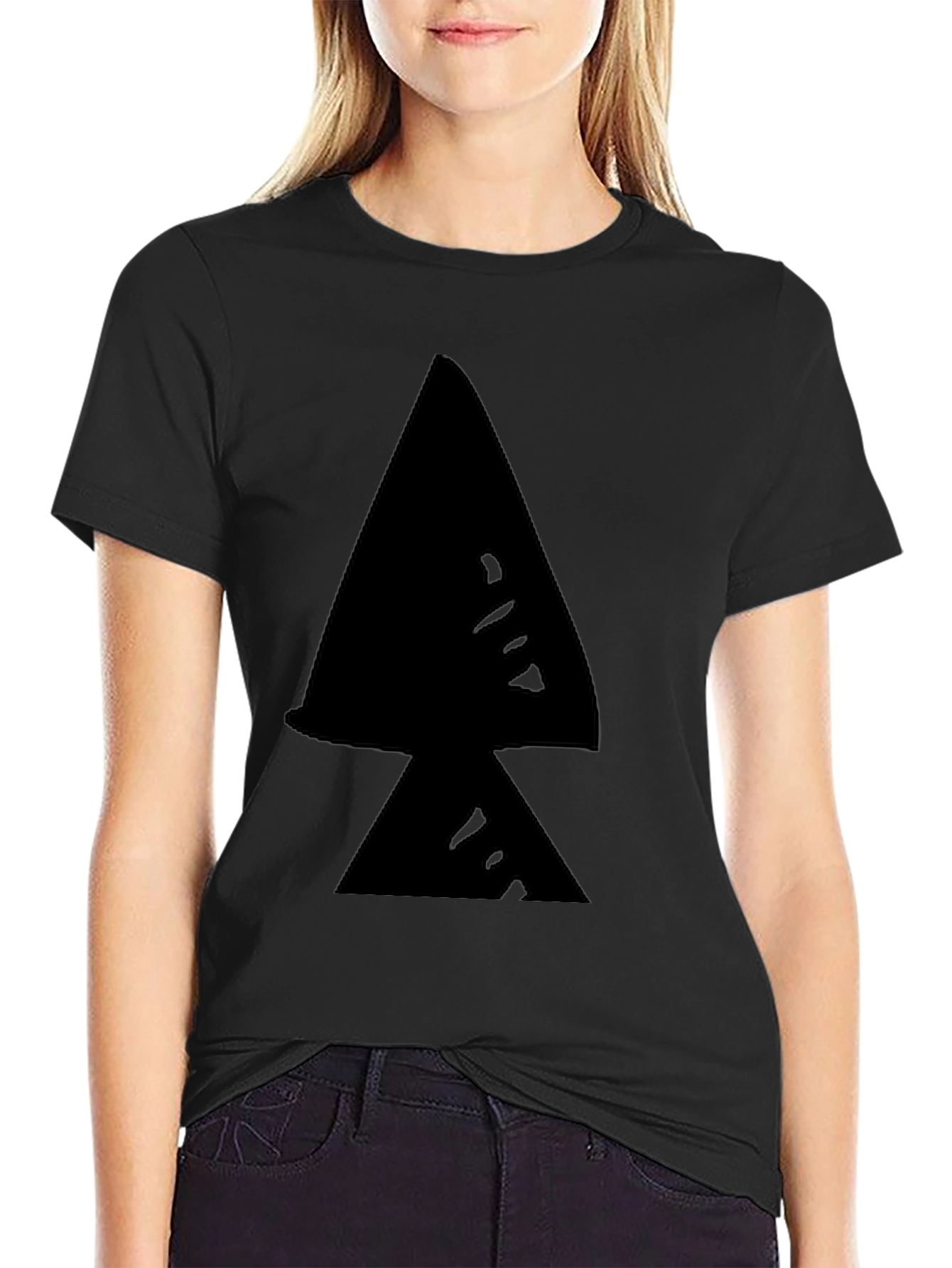 Black T-Shirt with Abstract Triangle Graphic