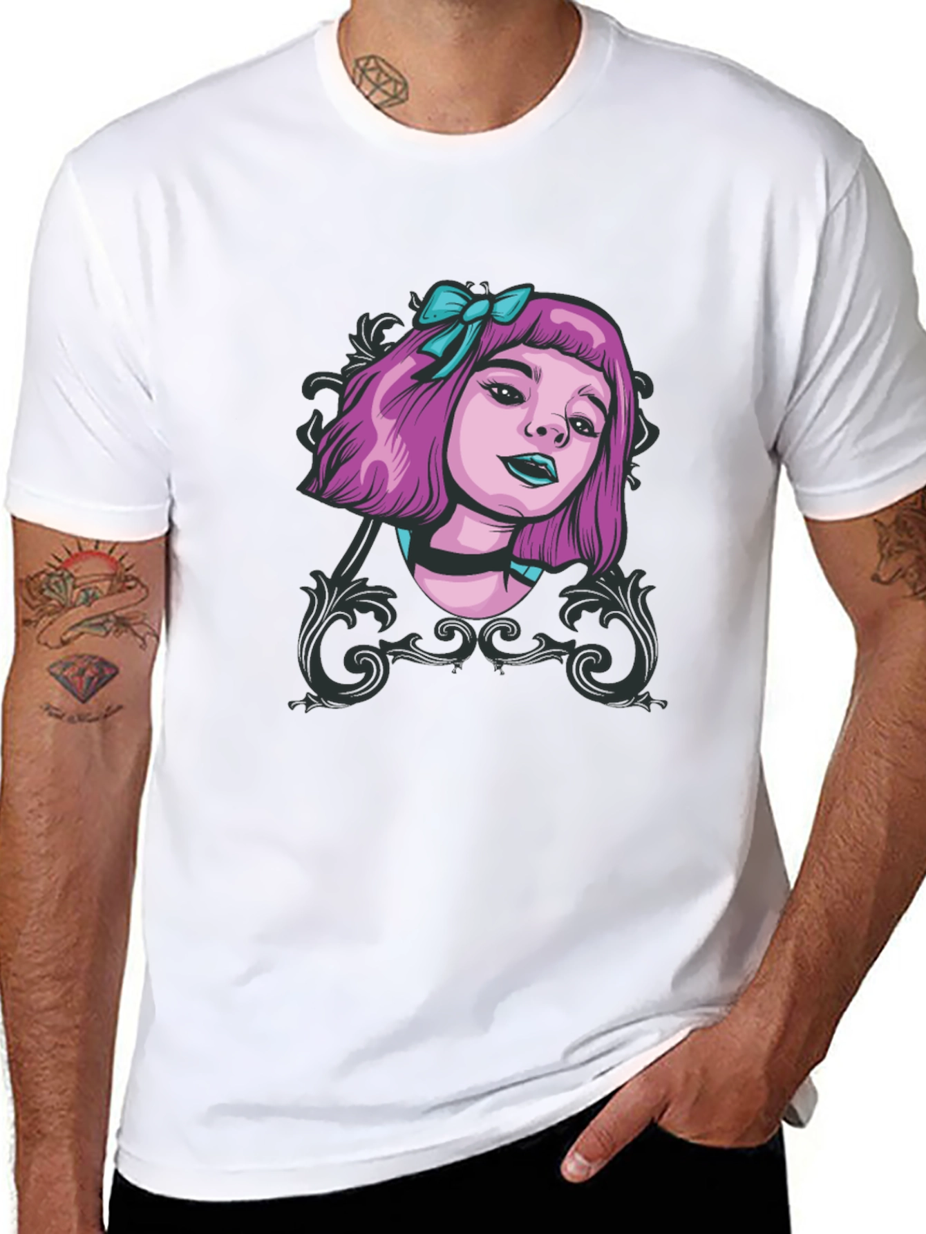 Gothic Girl Tee - Edgy Cartoon Graphic T-Shirt