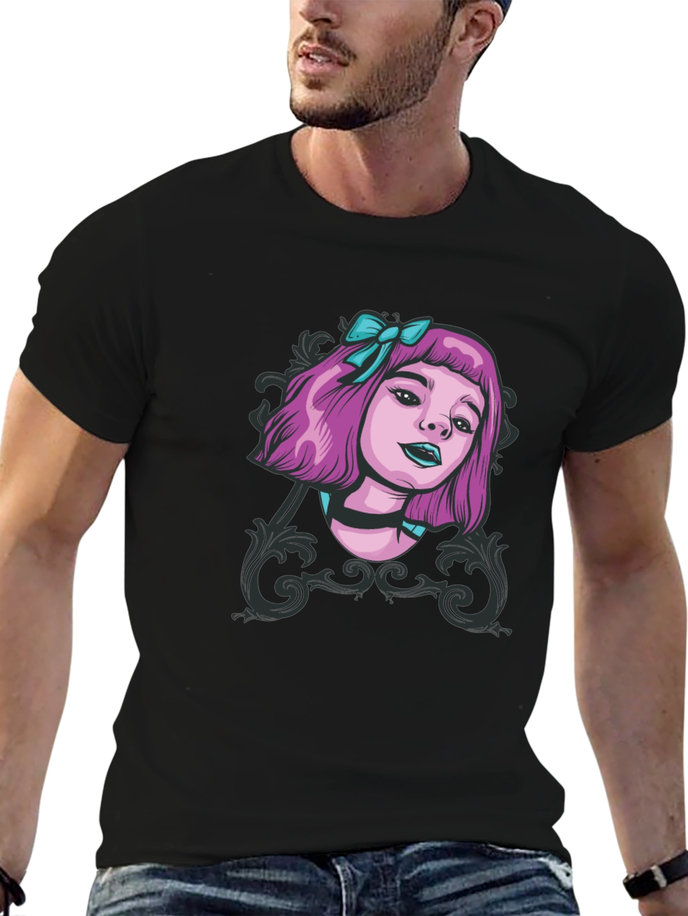Gothic Girl Tee - Edgy Cartoon Graphic T-Shirt
