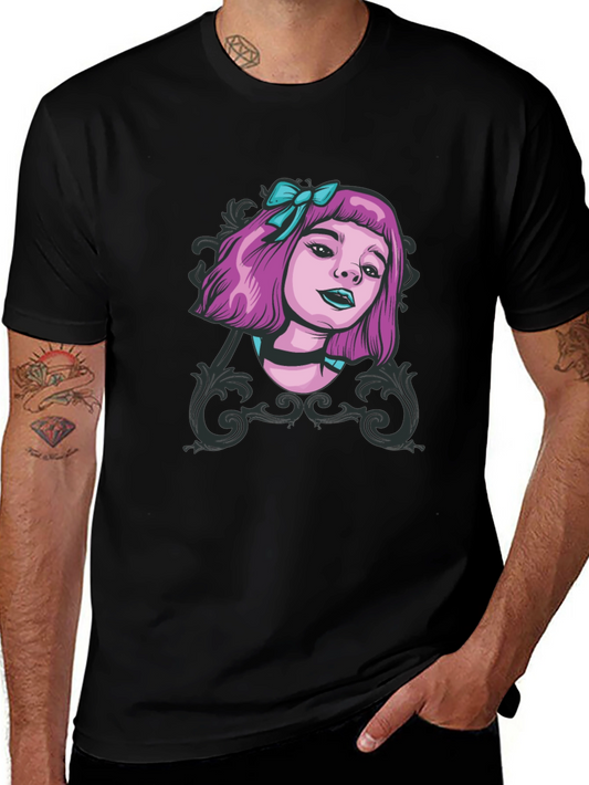 Gothic Girl Tee - Edgy Cartoon Graphic T-Shirt