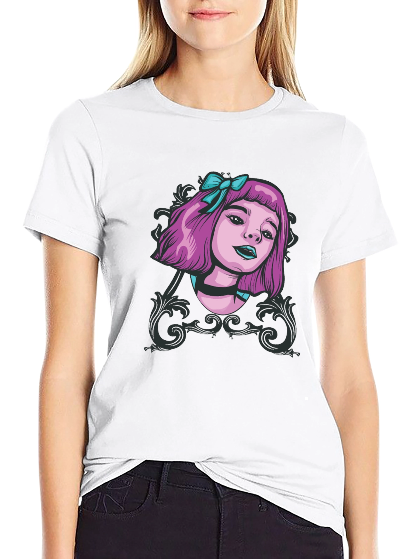 Gothic Girl Tee - Edgy Cartoon Graphic T-Shirt