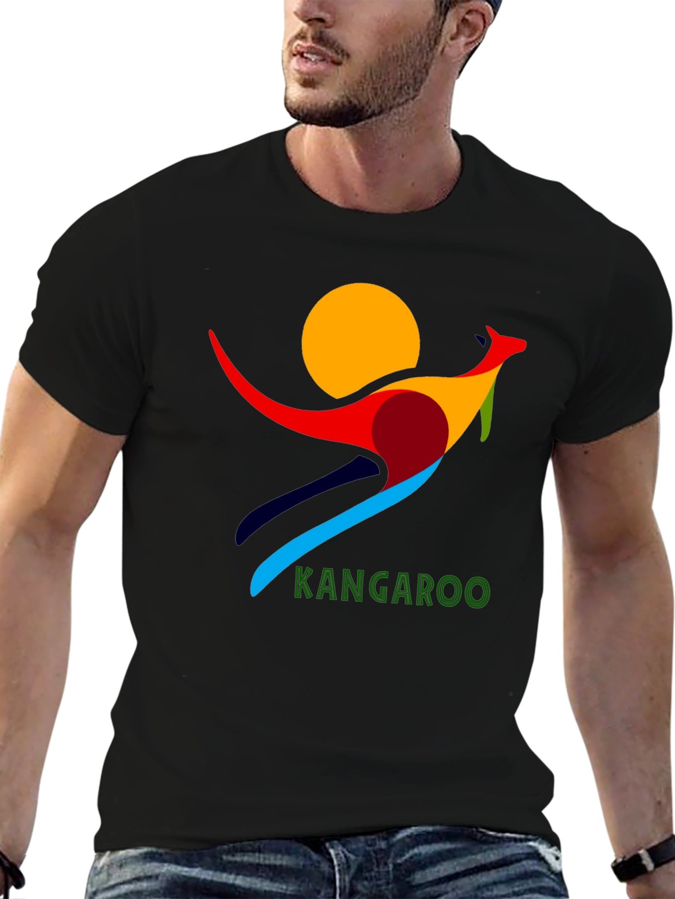Abstract Kangaroo Graphic T-Shirt