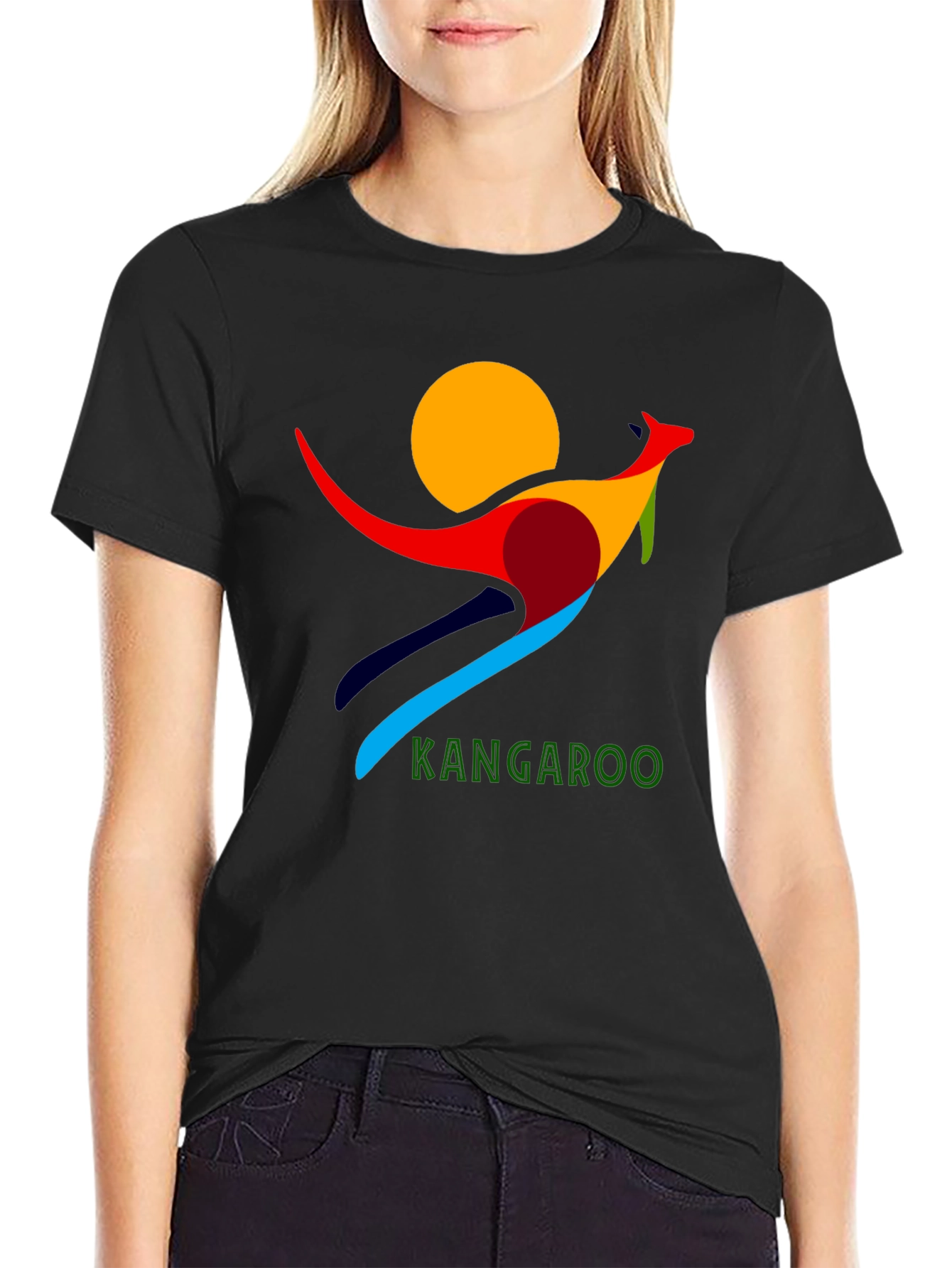 Abstract Kangaroo Graphic T-Shirt