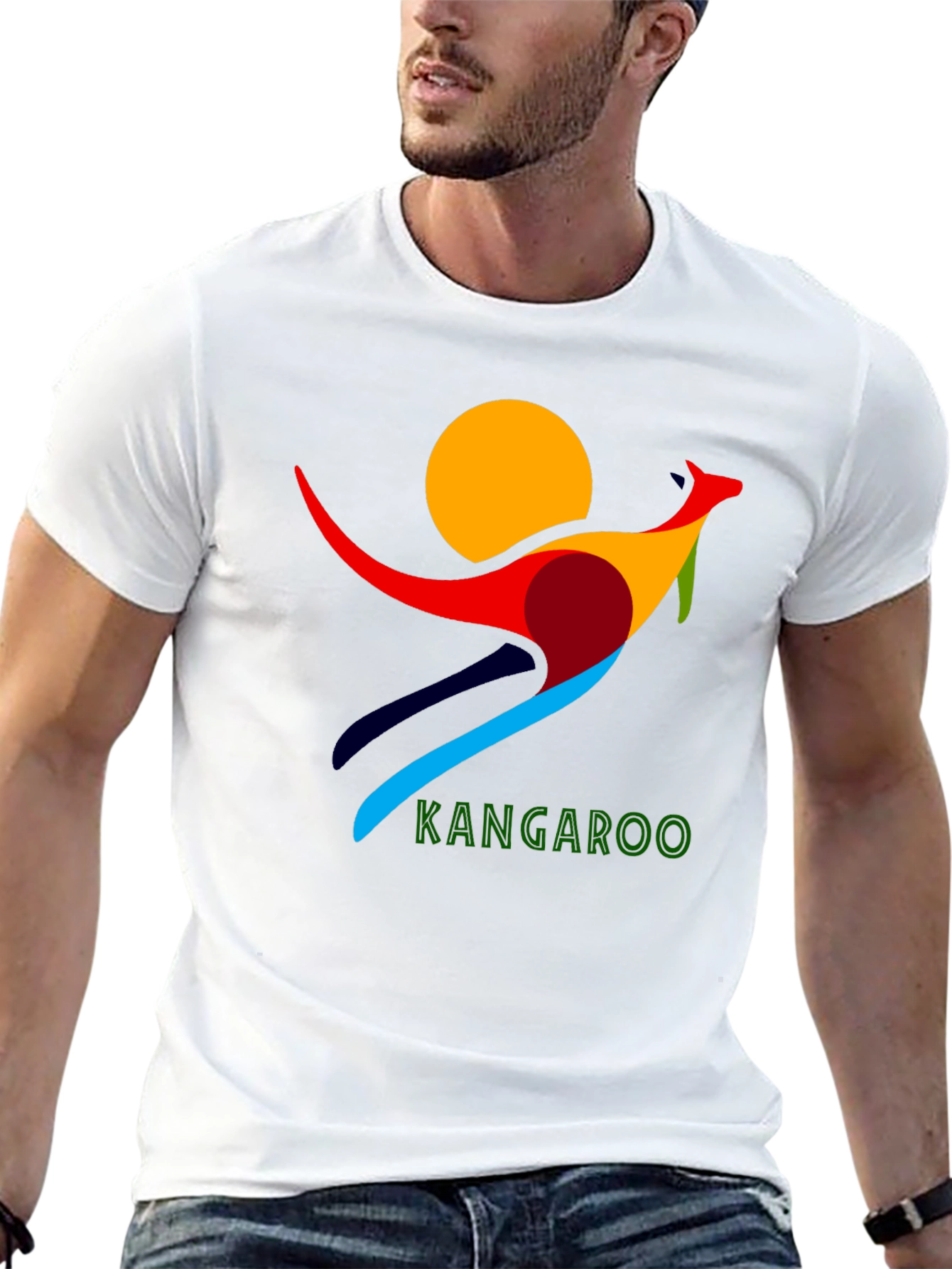 Abstract Kangaroo Graphic T-Shirt