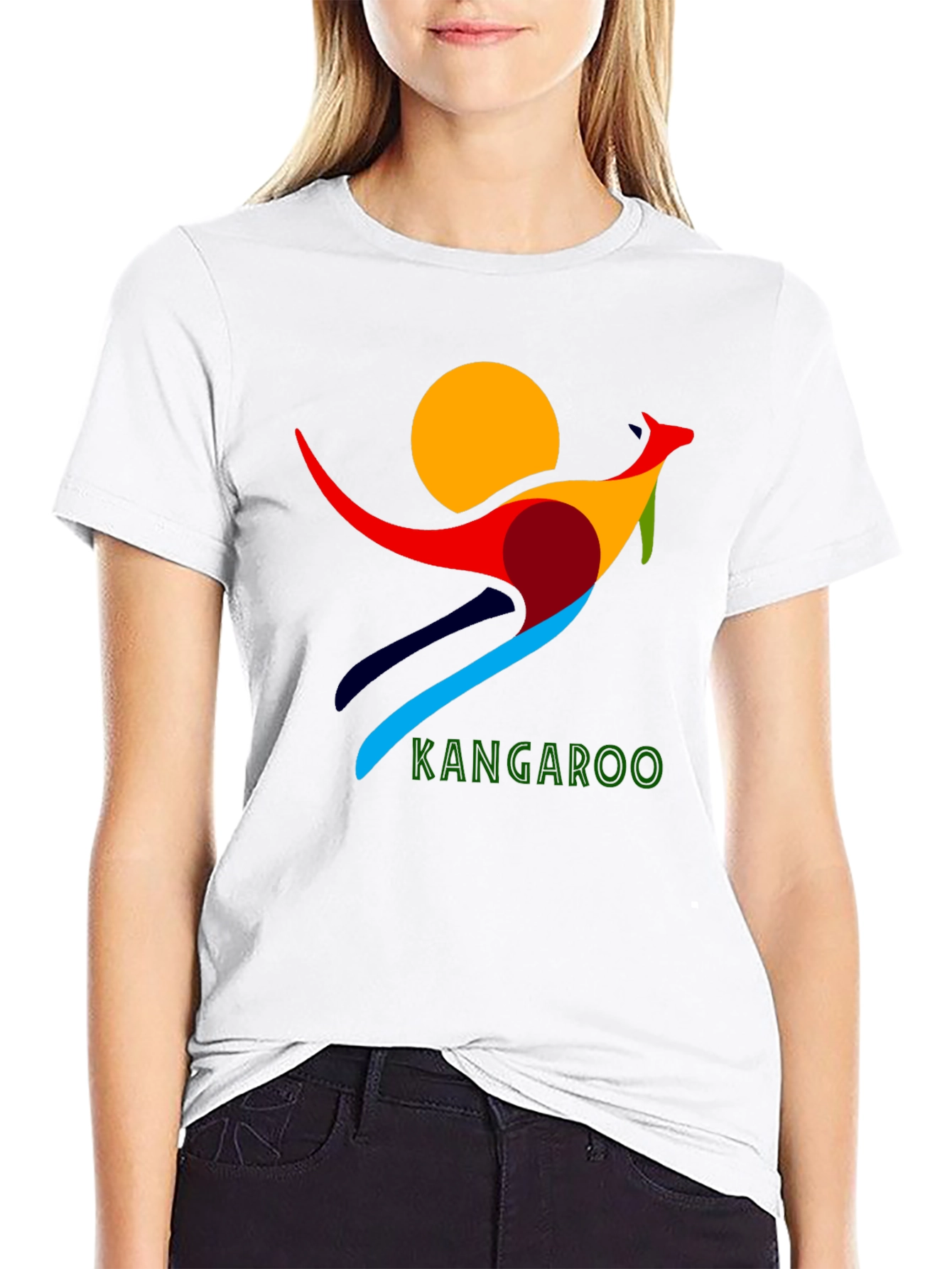 Abstract Kangaroo Graphic T-Shirt