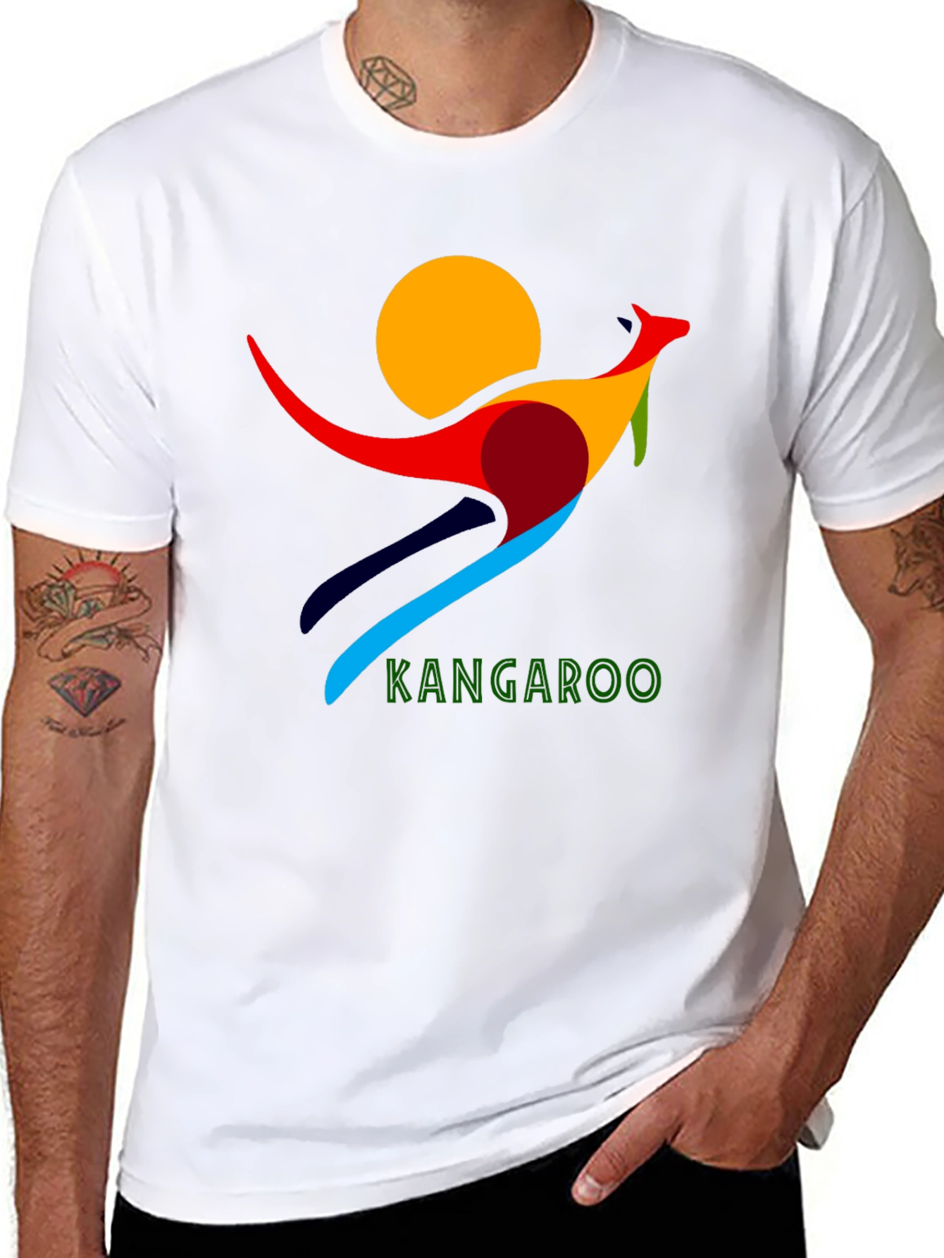 Abstract Kangaroo Graphic T-Shirt