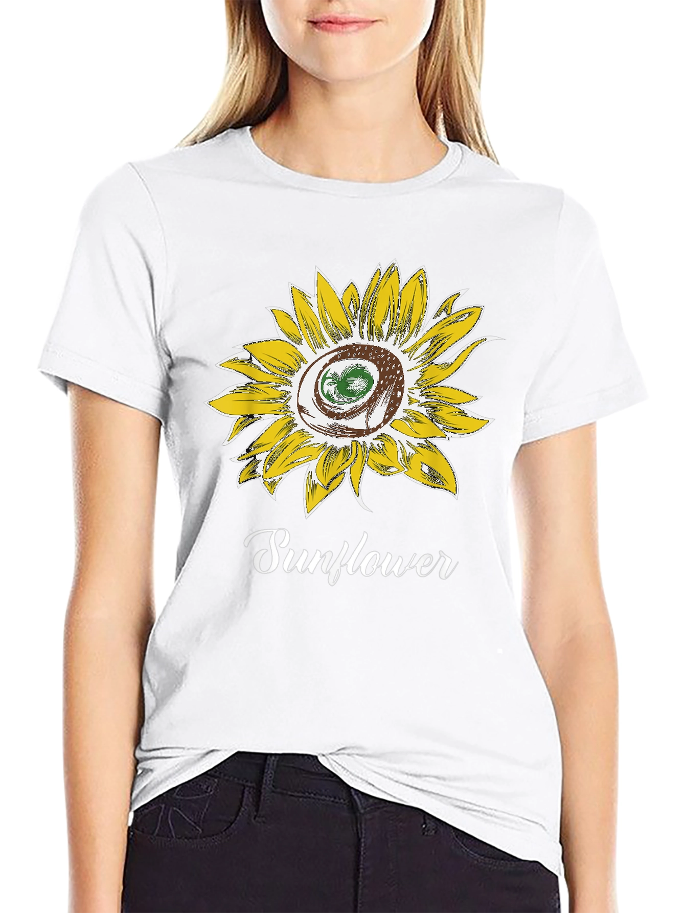 Sunflower Graphic Tee - Stylish Cotton Blend