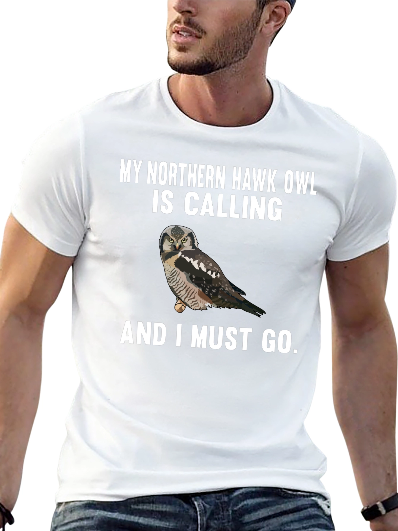 Northern Hawk Owl Calling T-Shirt