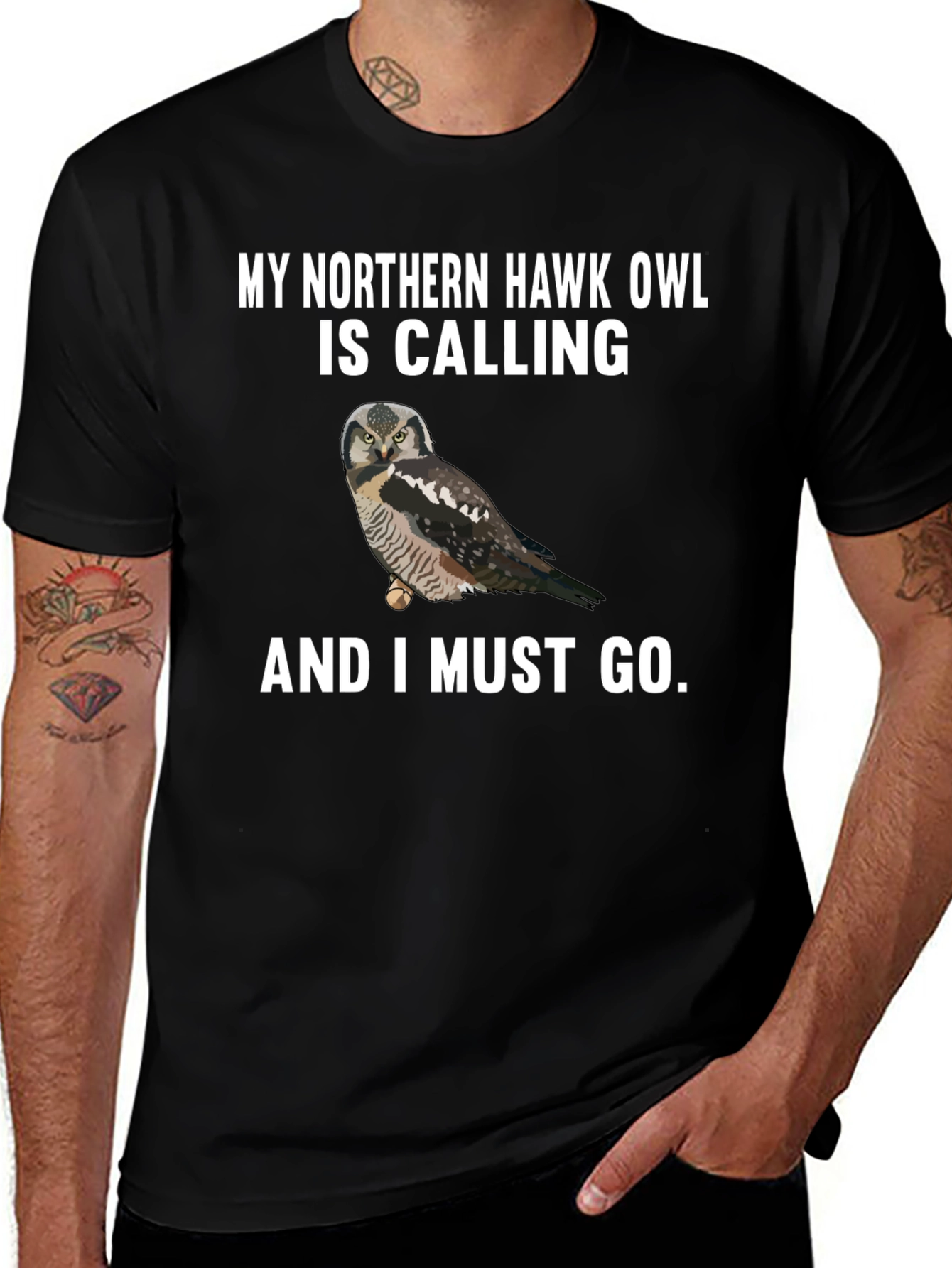 Northern Hawk Owl Calling T-Shirt