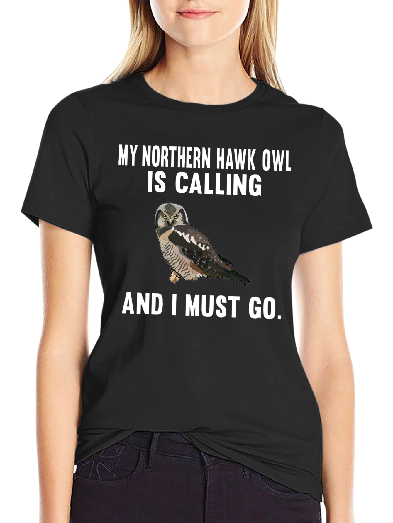 Northern Hawk Owl Calling T-Shirt