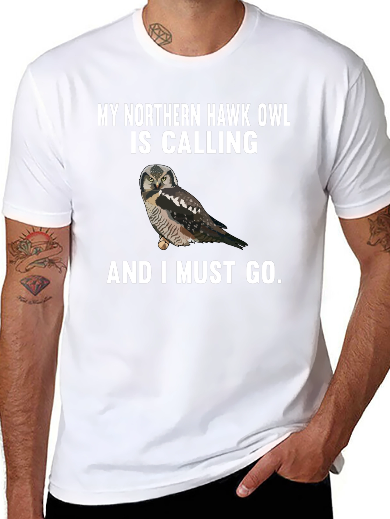 Northern Hawk Owl Calling T-Shirt