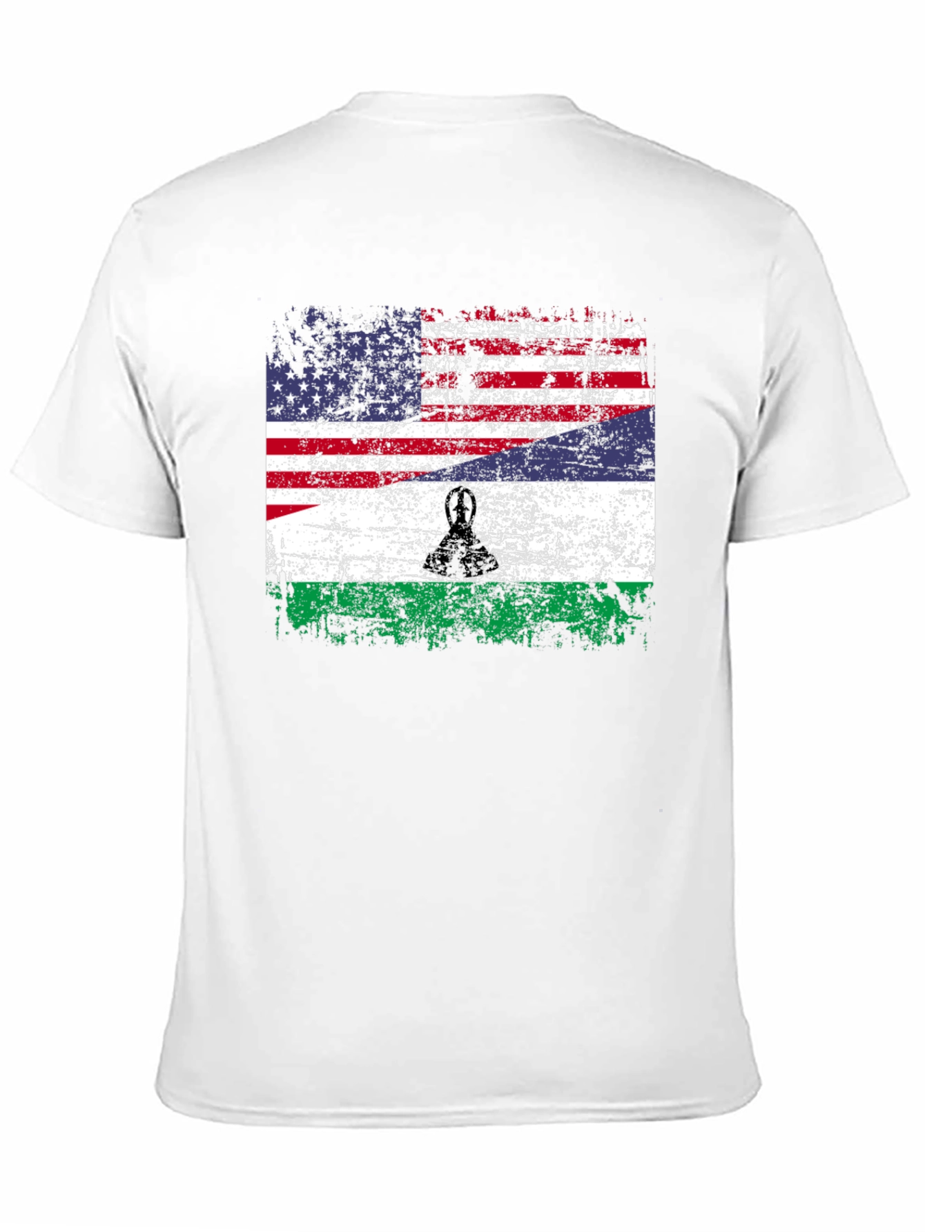 Lesotho USA Flag T-Shirt - Patriotic Distressed Design