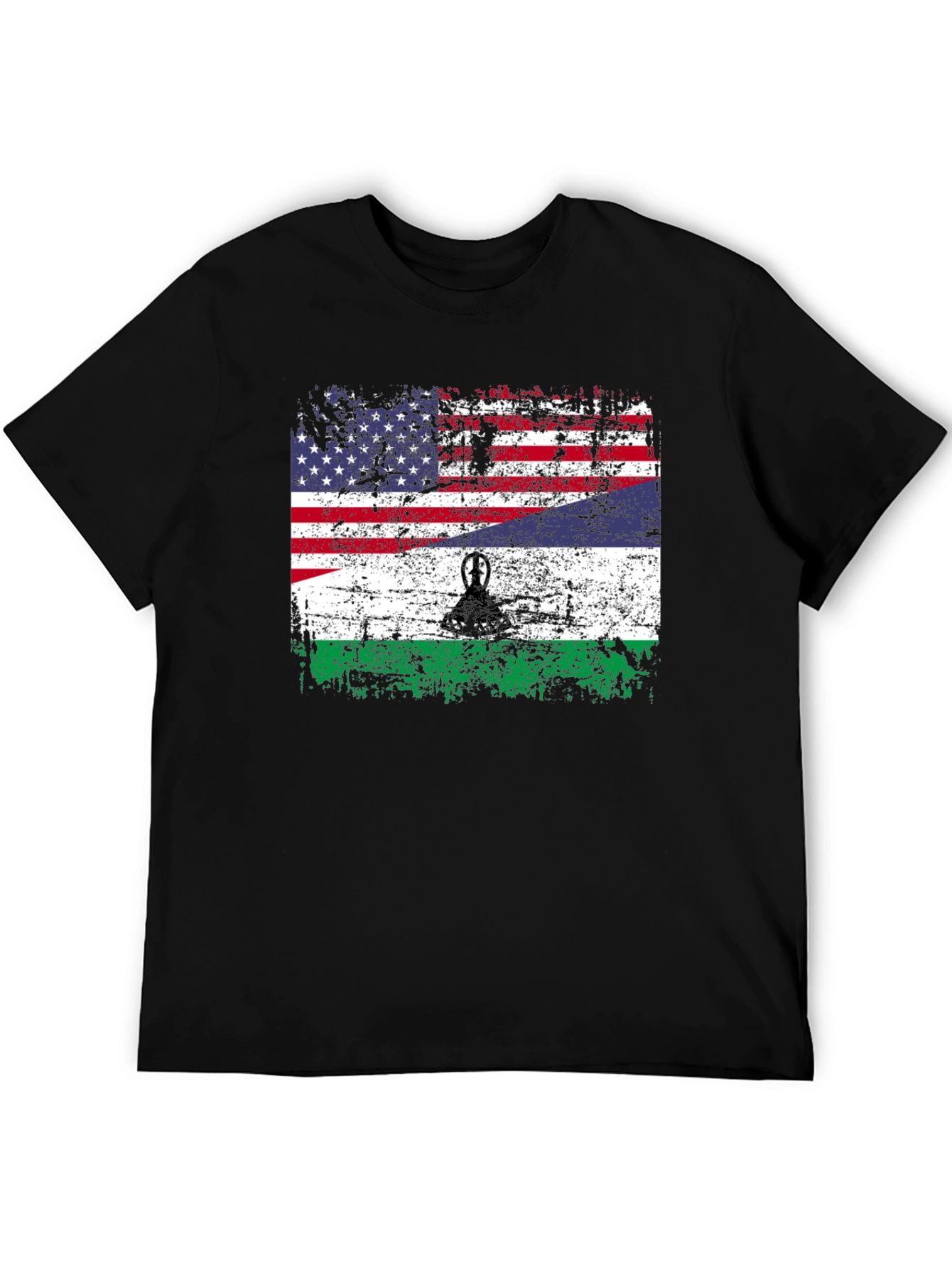 Lesotho USA Flag T-Shirt - Patriotic Distressed Design