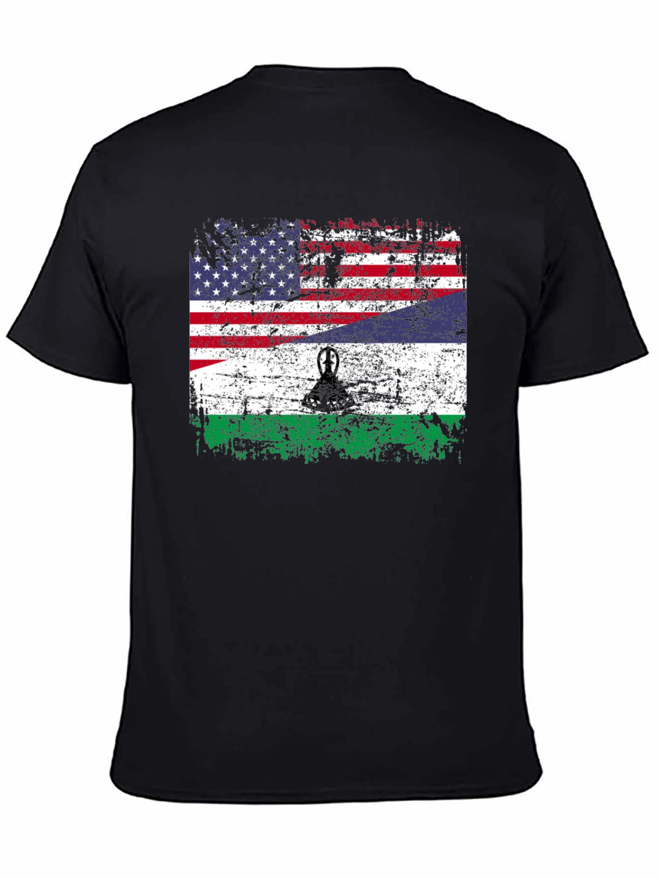 Lesotho USA Flag T-Shirt - Patriotic Distressed Design