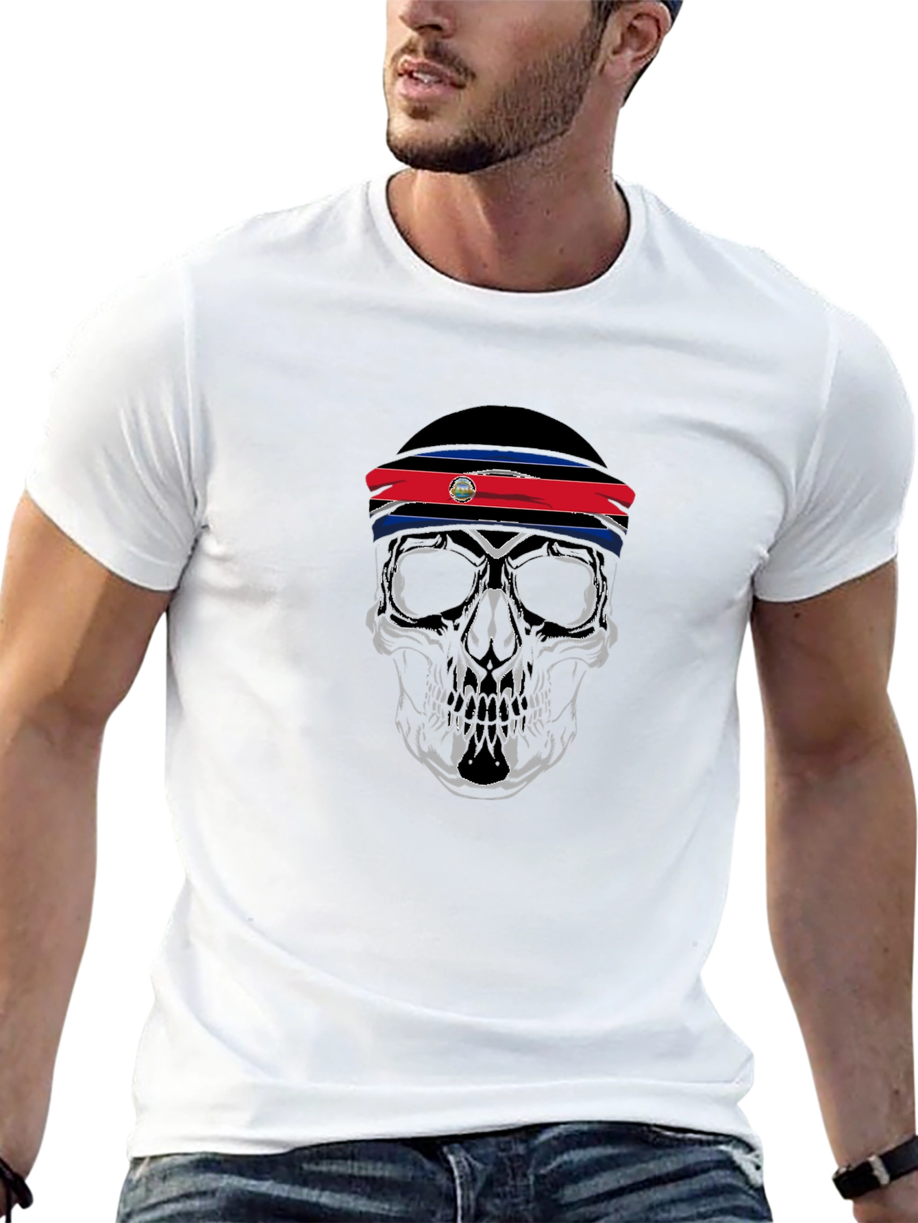 Skull Costa Rica Flag Band T-Shirt