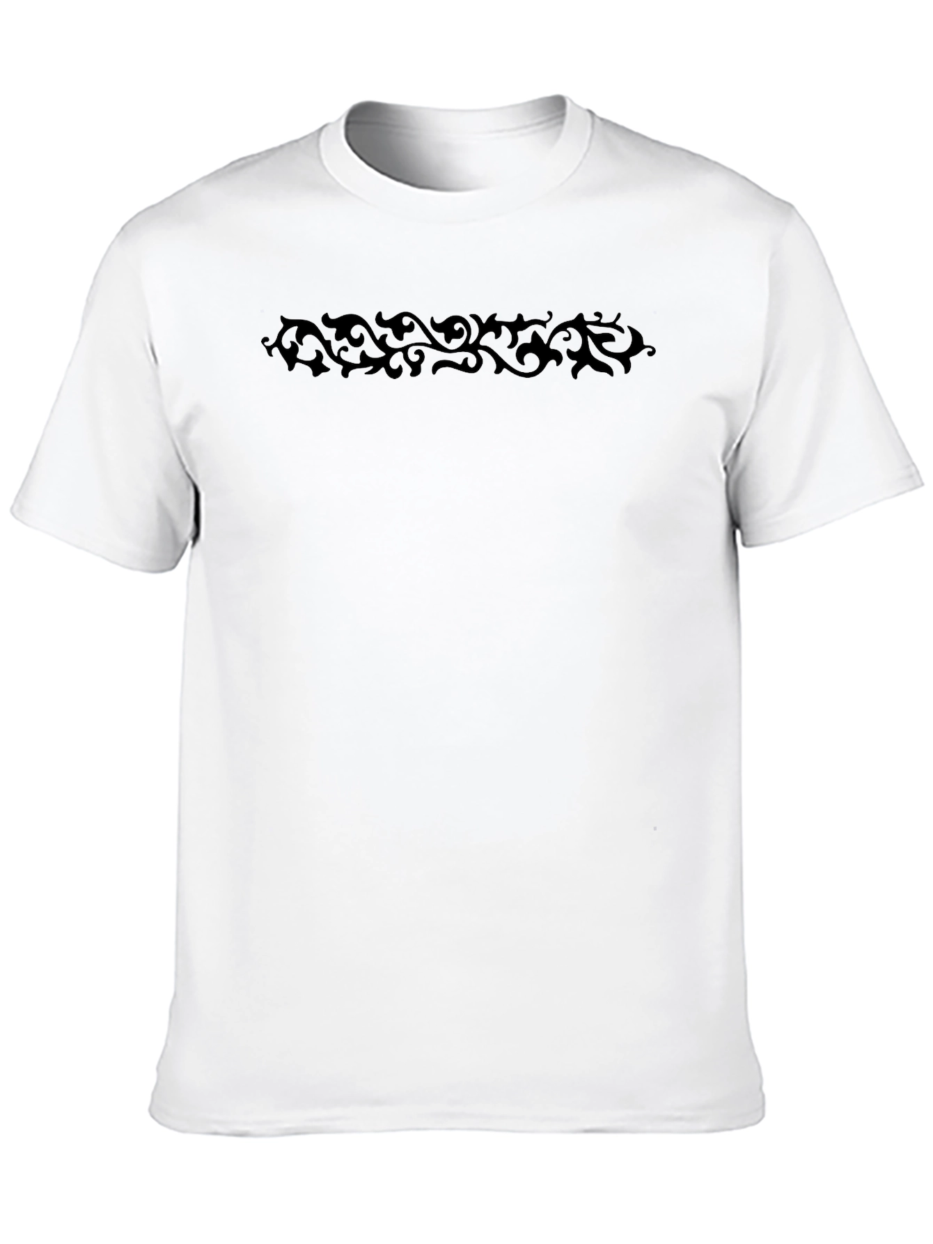 Mens Black T-Shirt with Ornamental Print