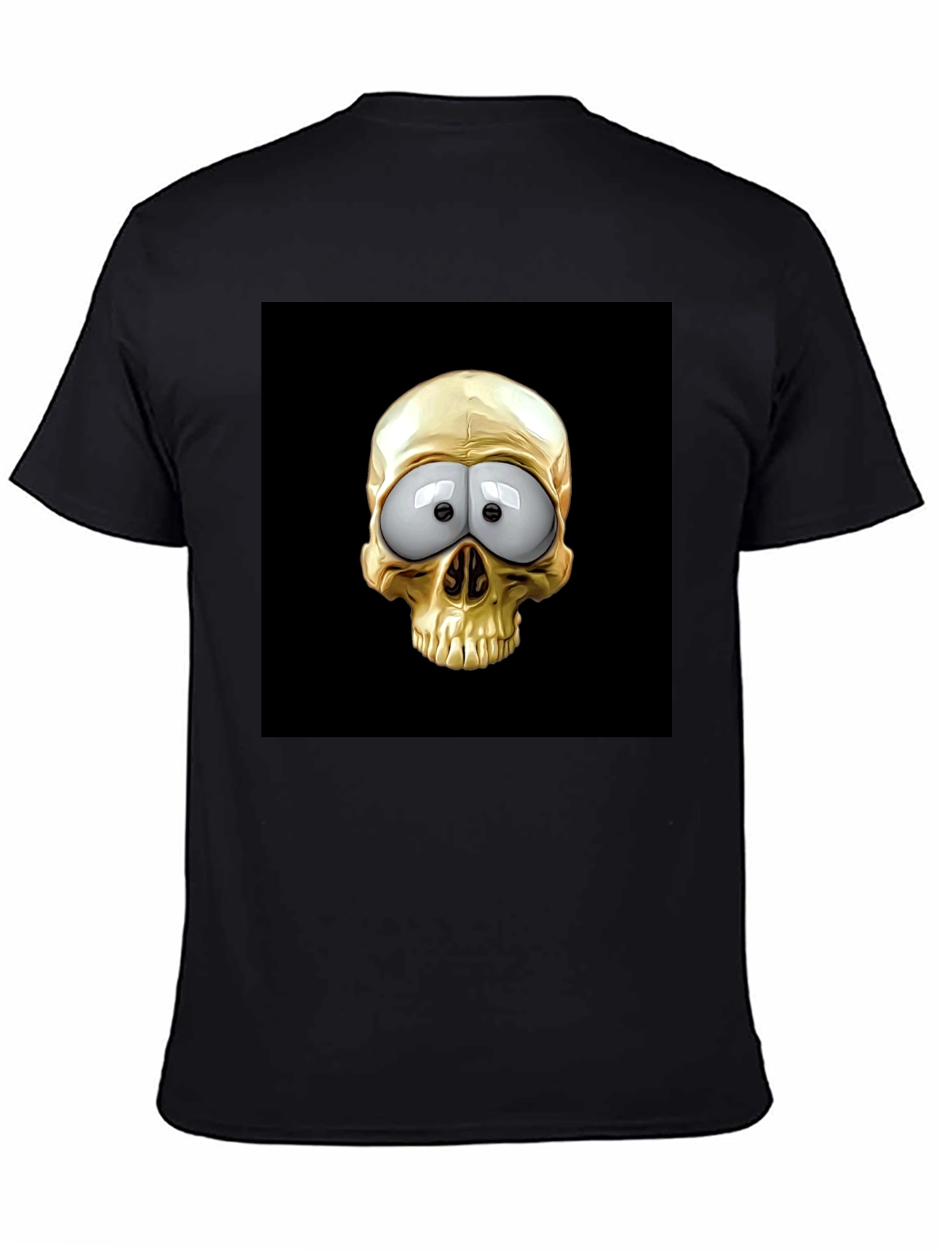 Skull T-Shirt: Googly Eyes Gold Cartoon Skull