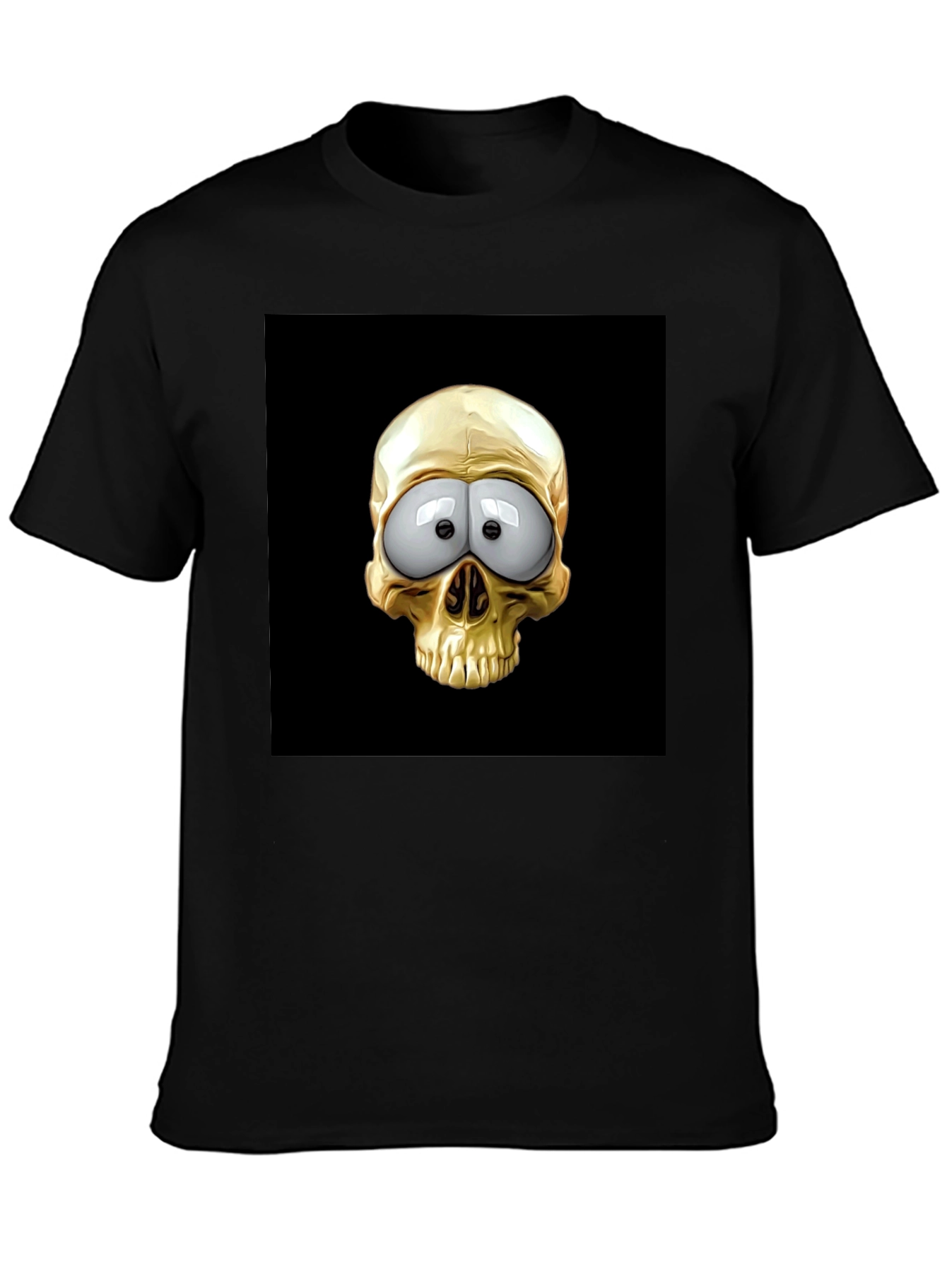 Skull T-Shirt: Googly Eyes Gold Cartoon Skull
