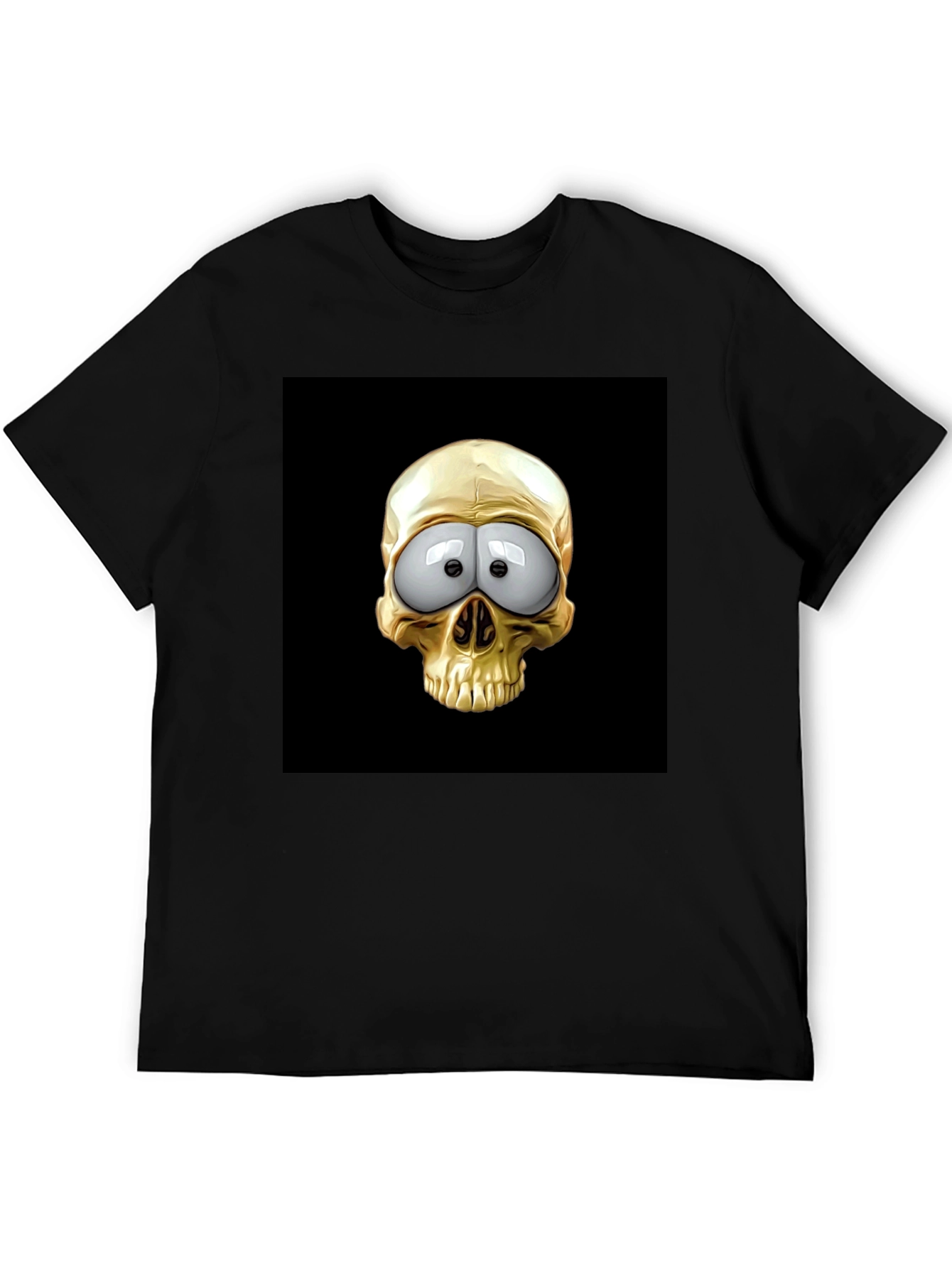 Skull T-Shirt: Googly Eyes Gold Cartoon Skull
