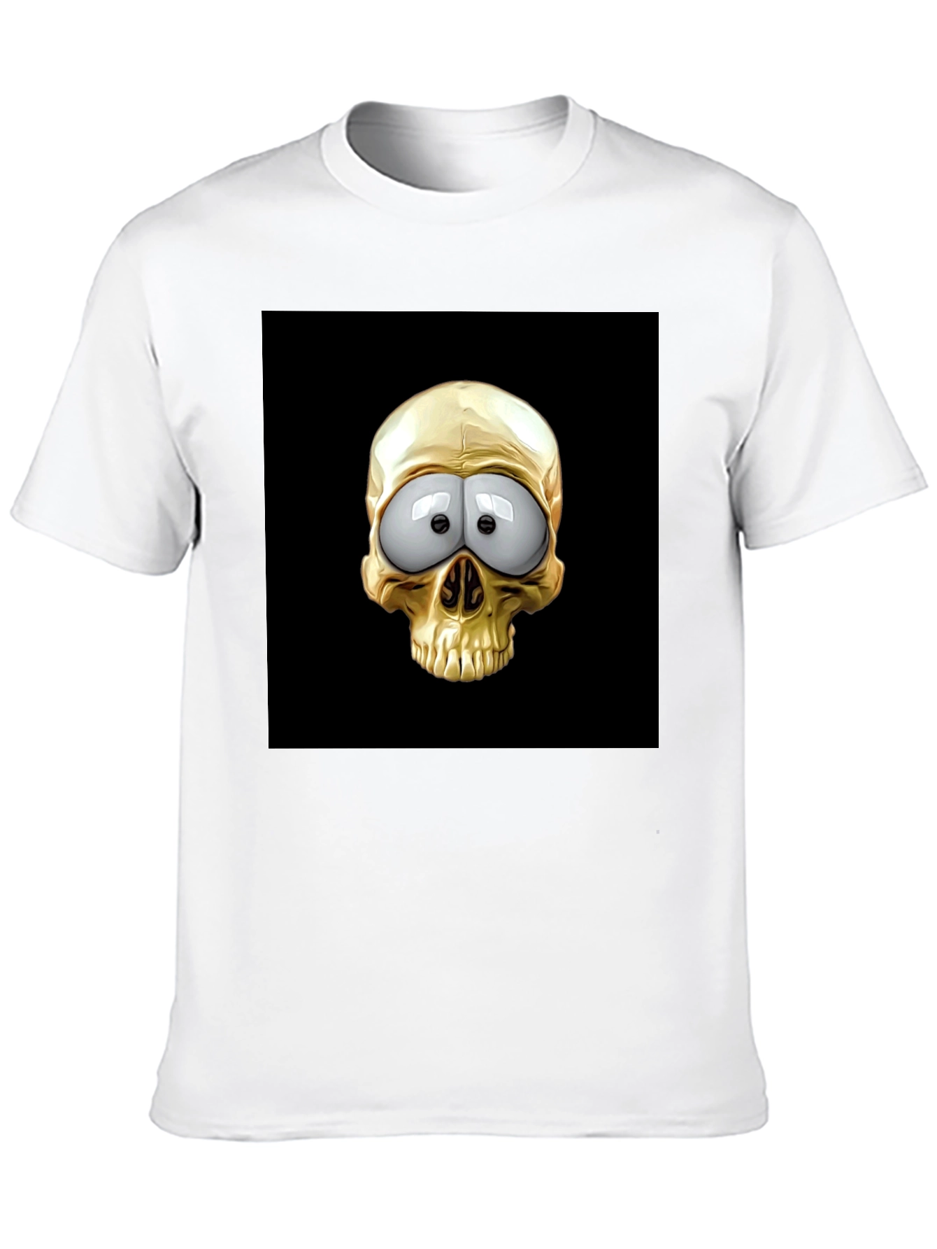 Skull T-Shirt: Googly Eyes Gold Cartoon Skull