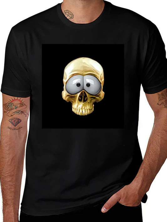 Skull T-Shirt: Googly Eyes Gold Cartoon Skull