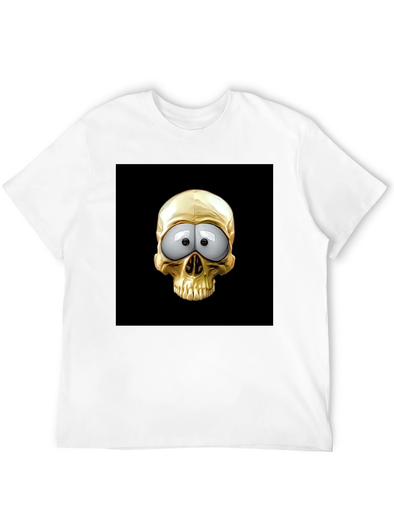 Skull T-Shirt: Googly Eyes Gold Cartoon Skull