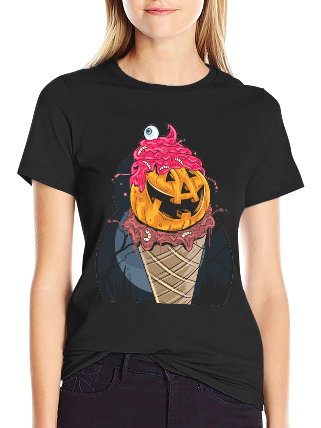 Spooky Pumpkin Ice Cream T-Shirt - Halloween Fun