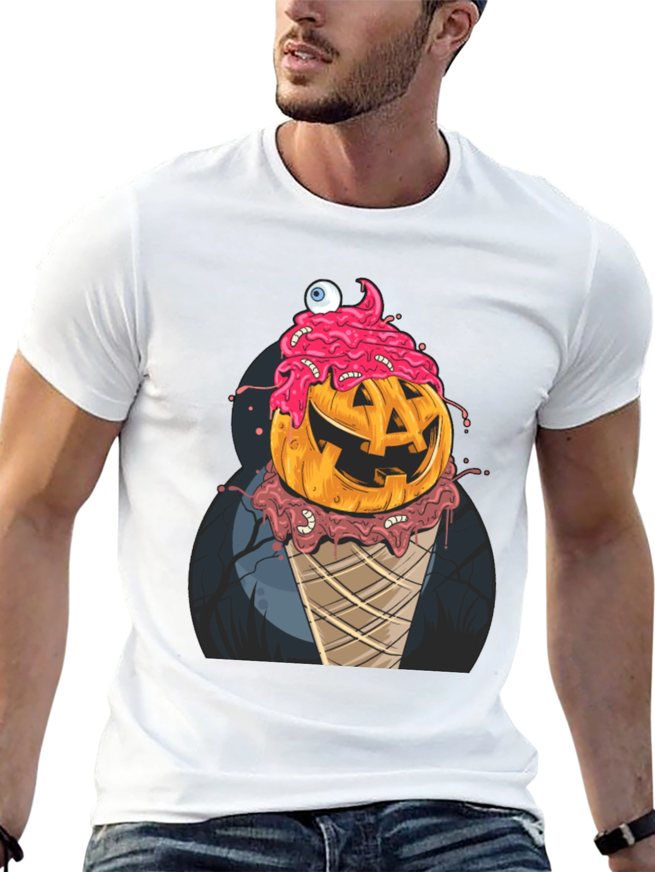 Spooky Pumpkin Ice Cream T-Shirt - Halloween Fun