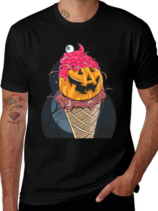 Spooky Pumpkin Ice Cream T-Shirt - Halloween Fun