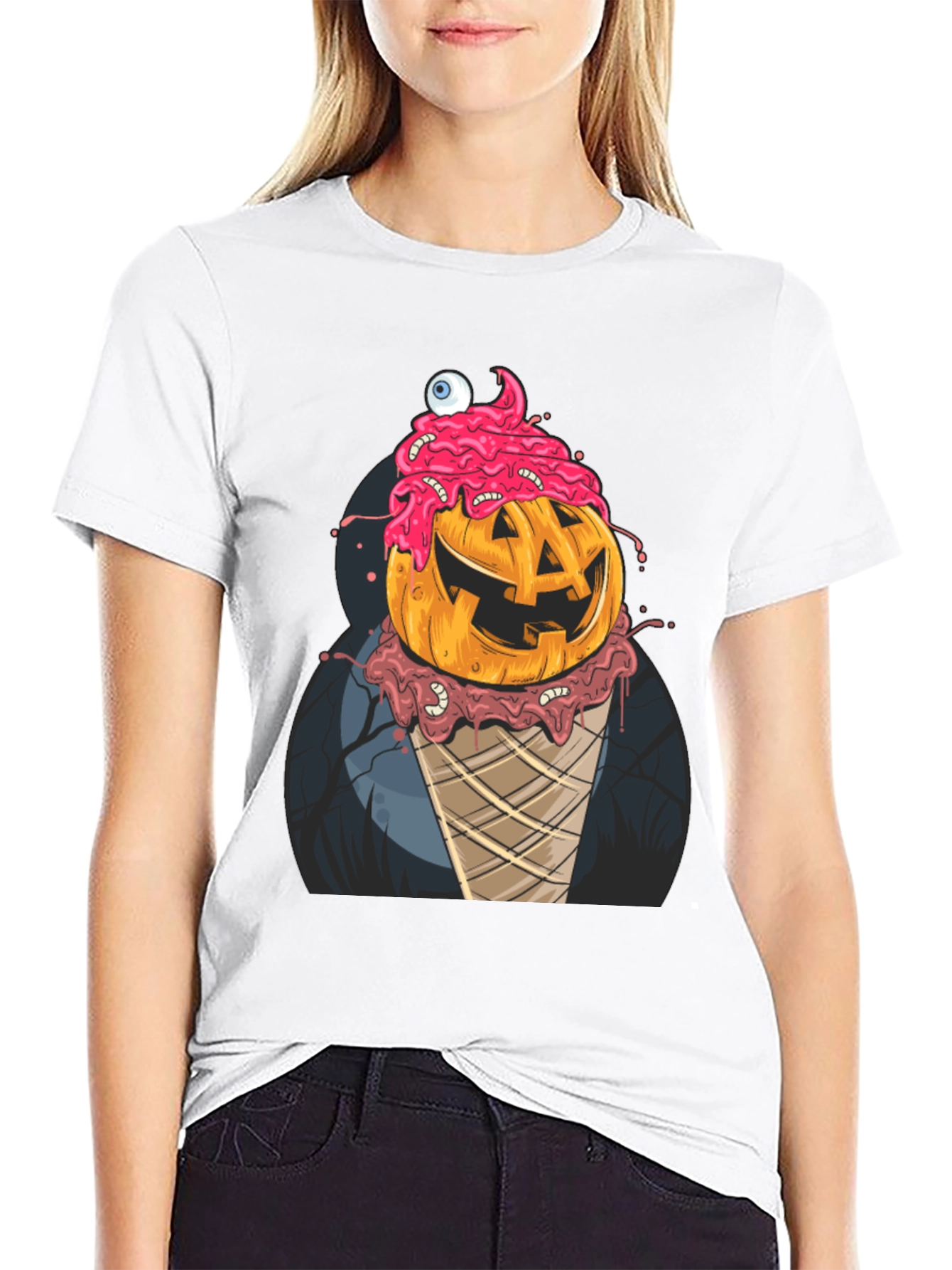 Spooky Pumpkin Ice Cream T-Shirt - Halloween Fun