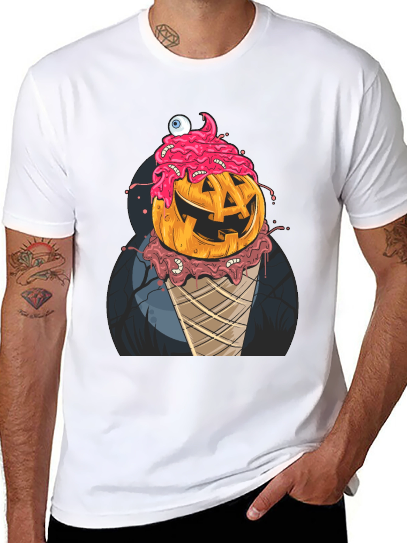 Spooky Pumpkin Ice Cream T-Shirt - Halloween Fun