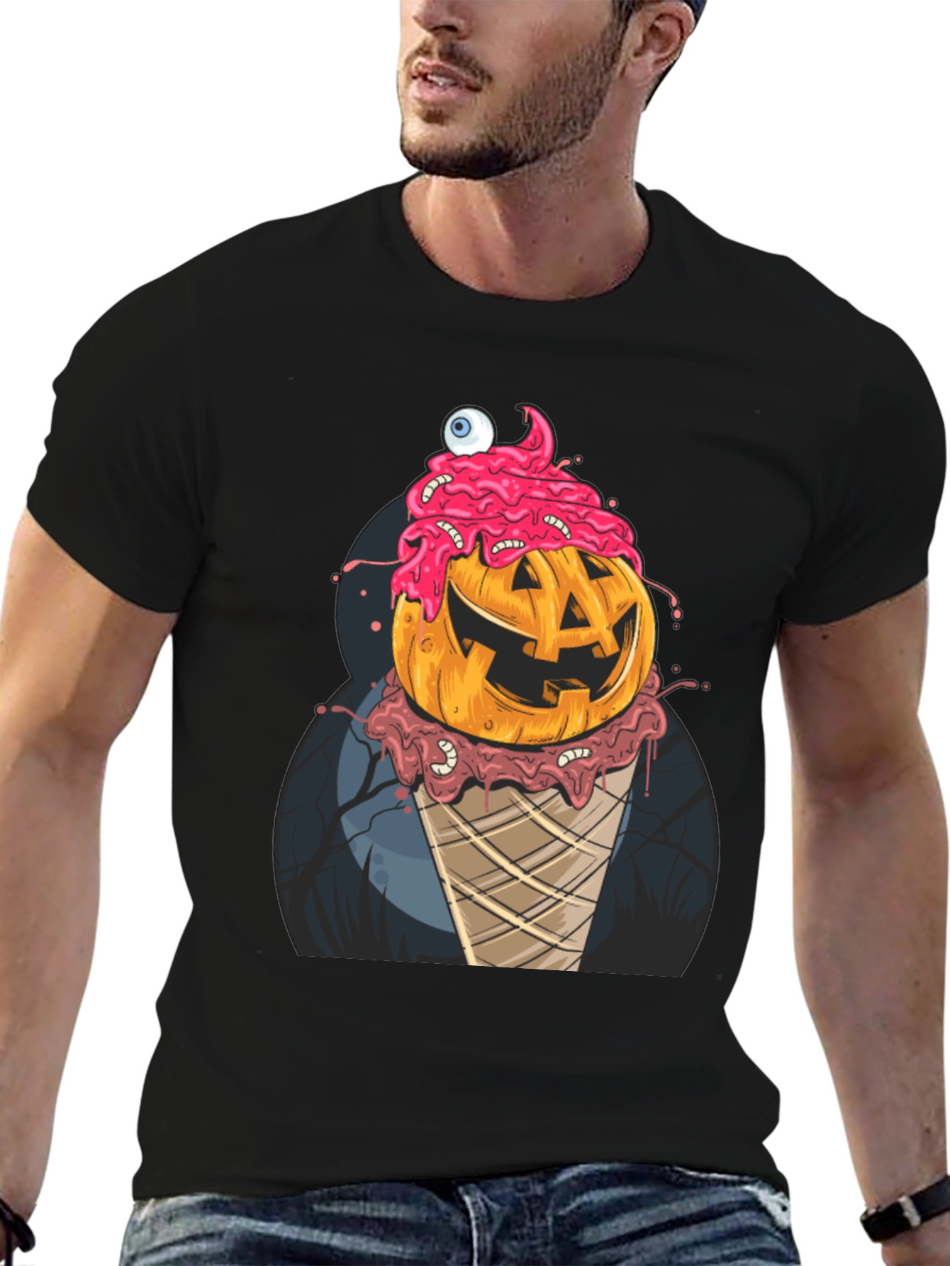 Spooky Pumpkin Ice Cream T-Shirt - Halloween Fun