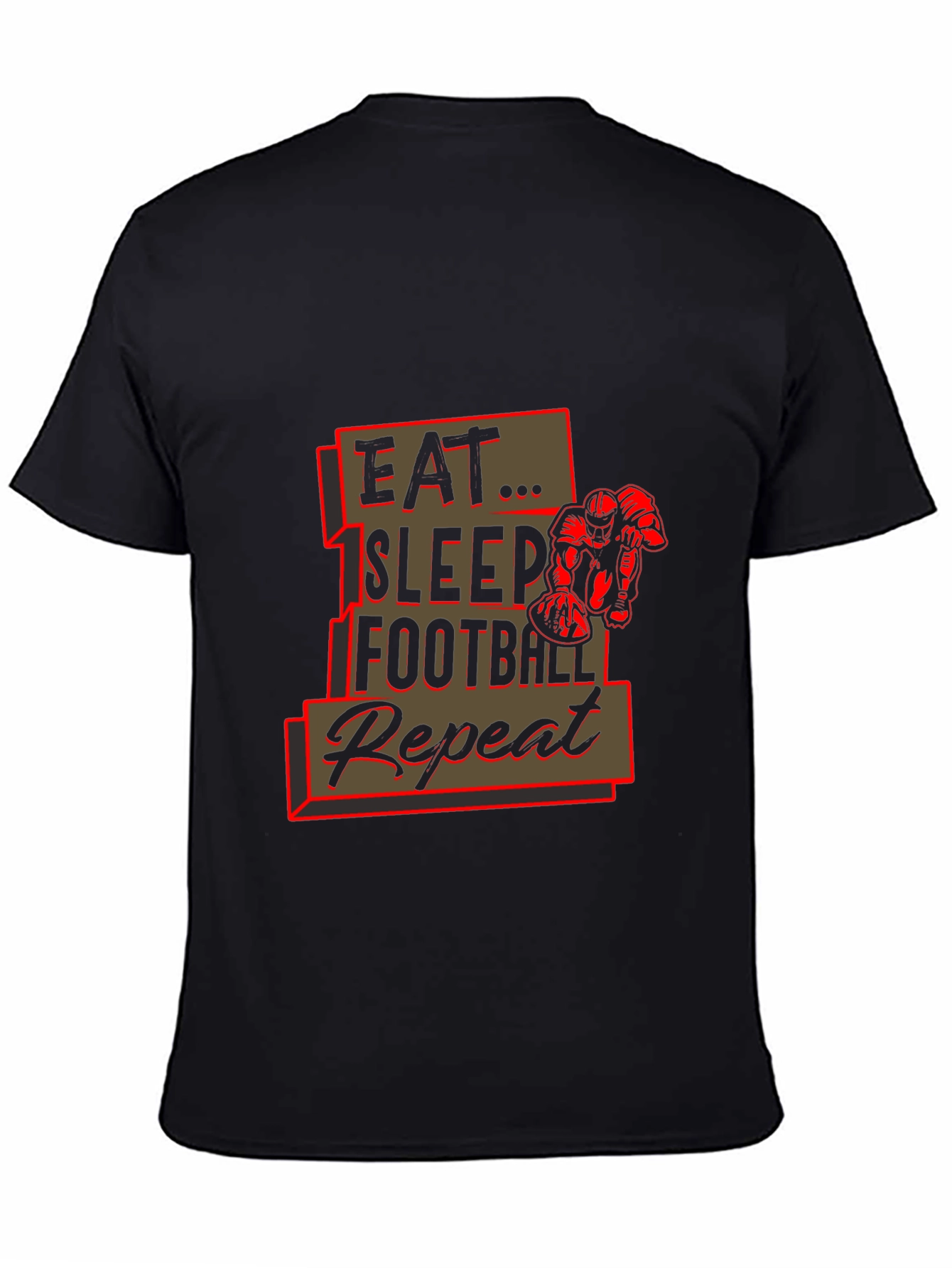 Eat Sleep Football Repeat Black Graphic Tee