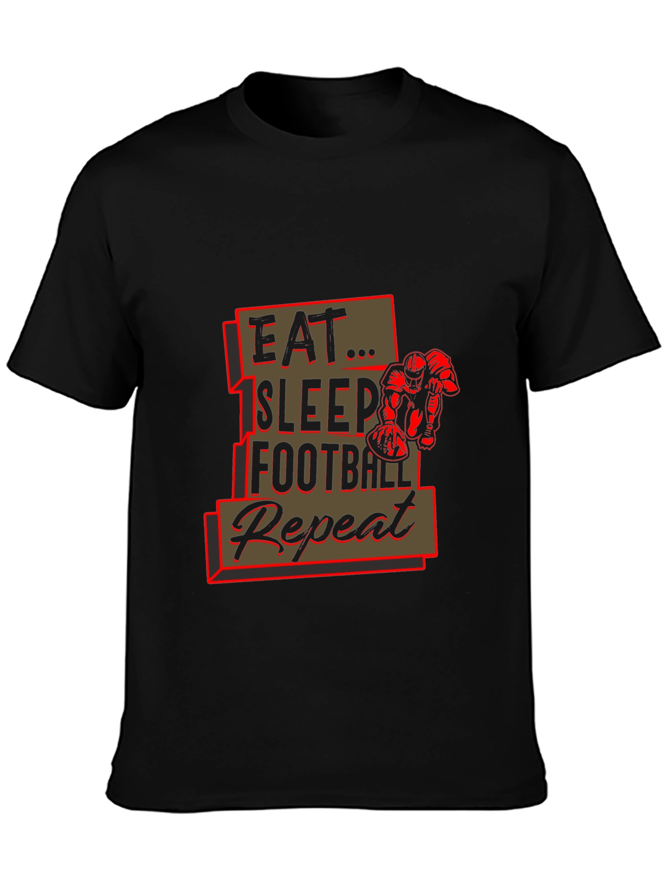 Eat Sleep Football Repeat Black Graphic Tee