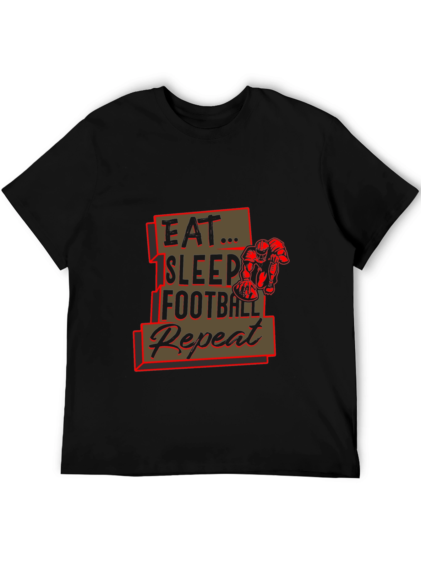 Eat Sleep Football Repeat Black Graphic Tee