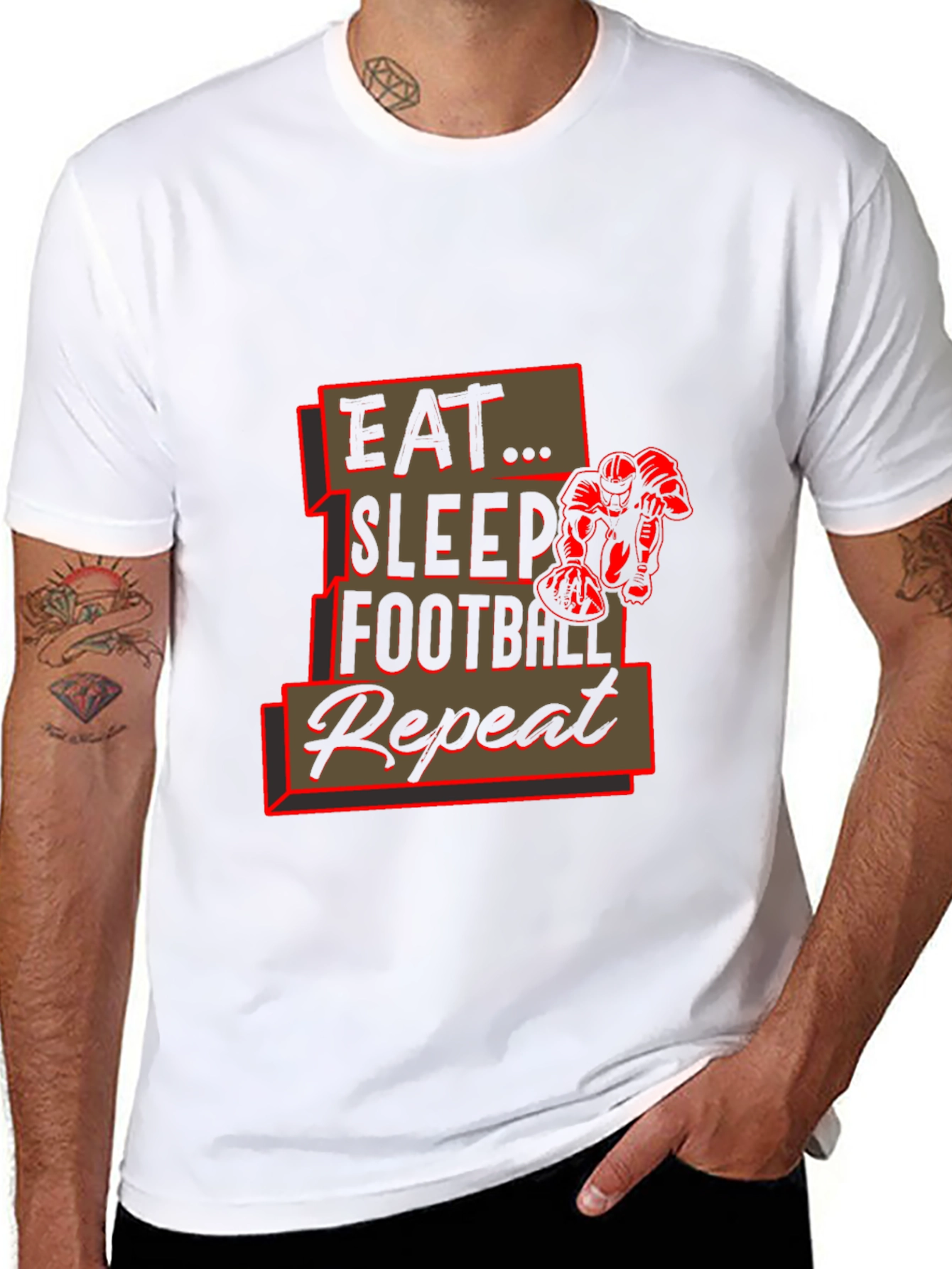 Eat Sleep Football Repeat Black Graphic Tee