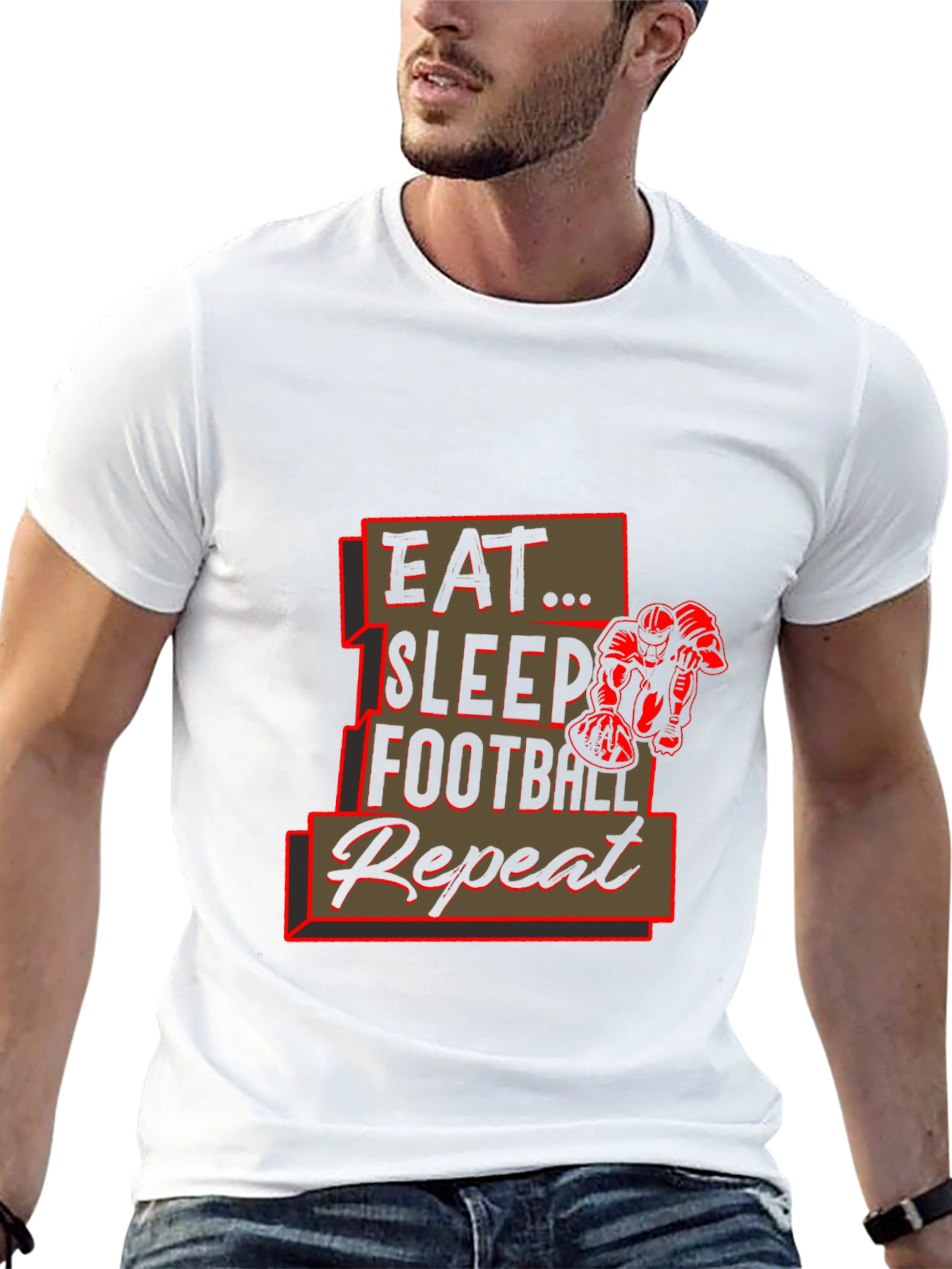 Eat Sleep Football Repeat Black Graphic Tee
