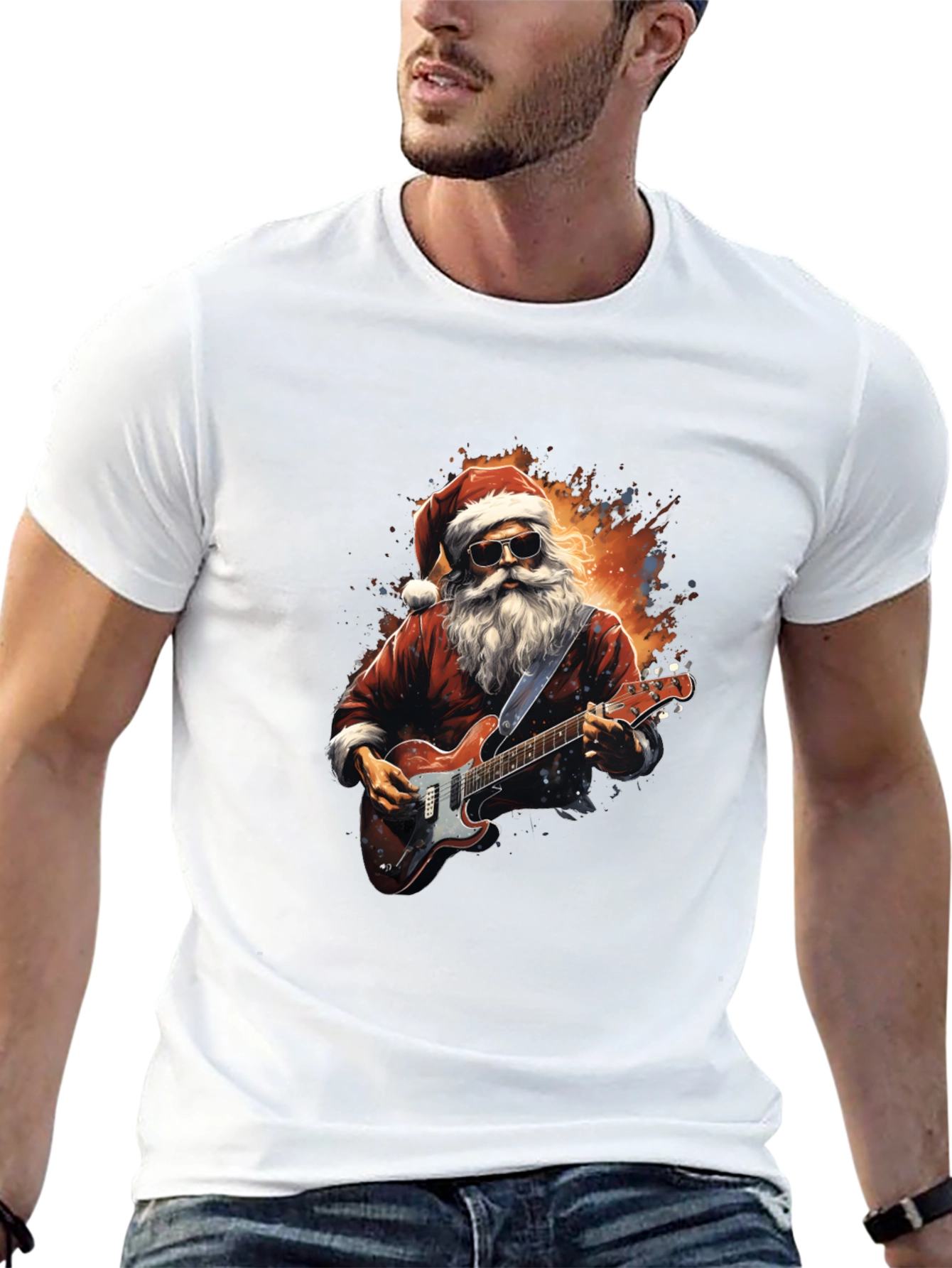Rockin Santa Graphic Tee - Holiday Style!