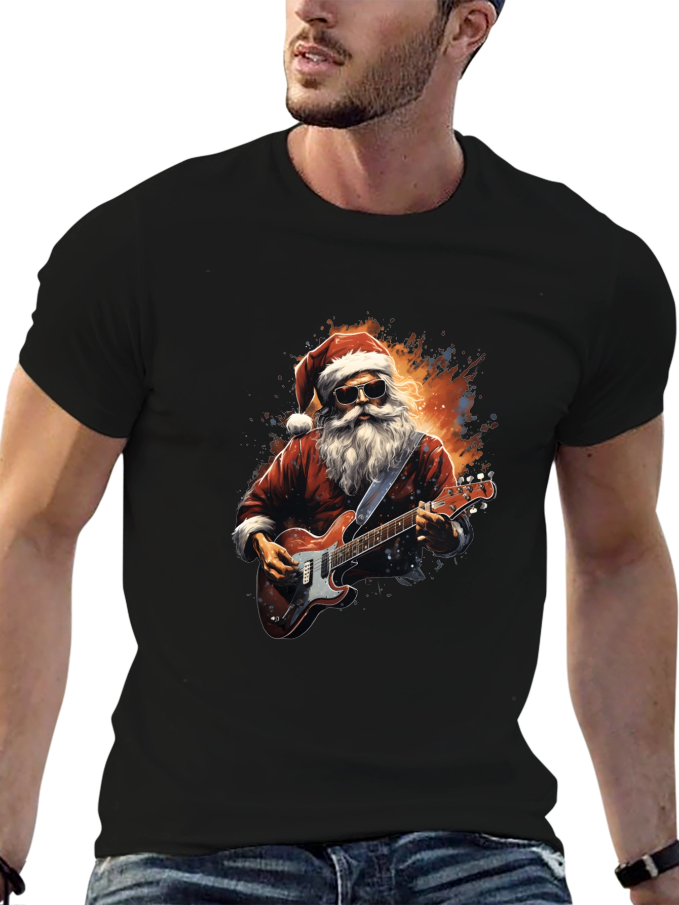 Rockin Santa Graphic Tee - Holiday Style!