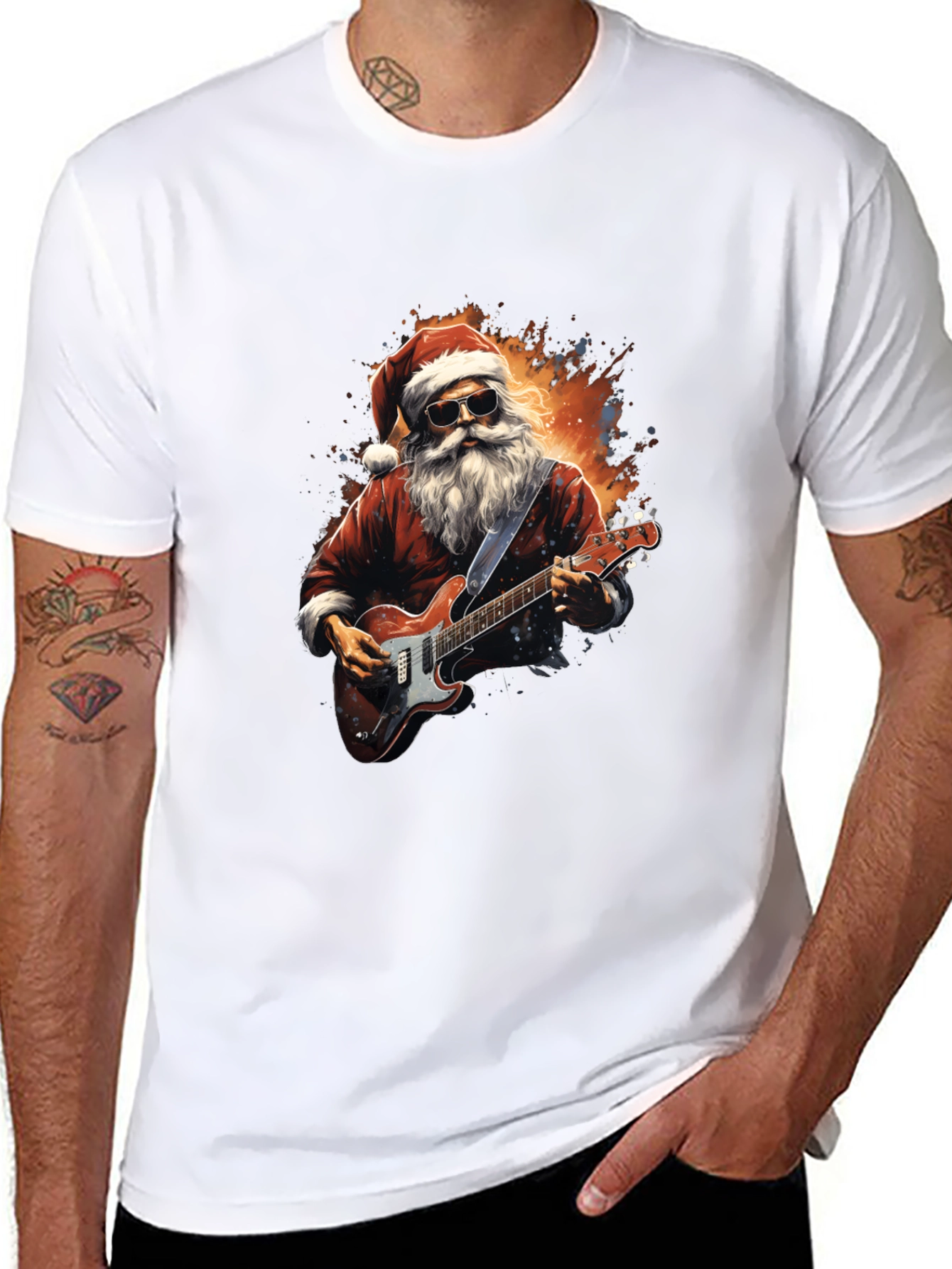 Rockin Santa Graphic Tee - Holiday Style!