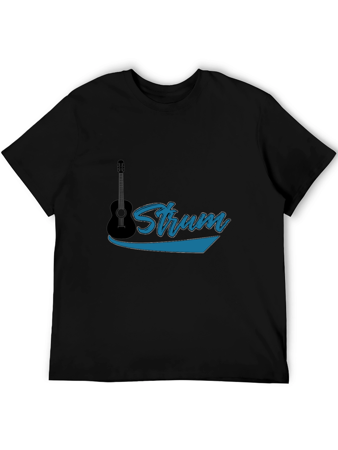 Strum Guitar Black T-Shirt - Music Lover Tee