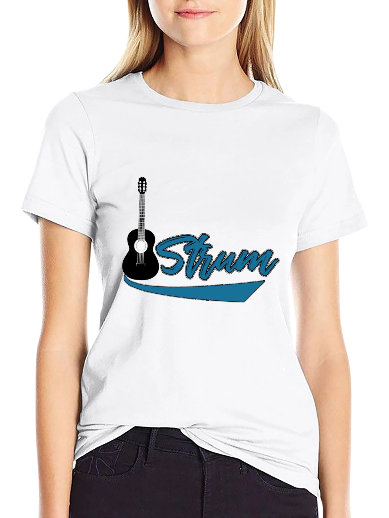 Strum Guitar Black T-Shirt - Music Lover Tee