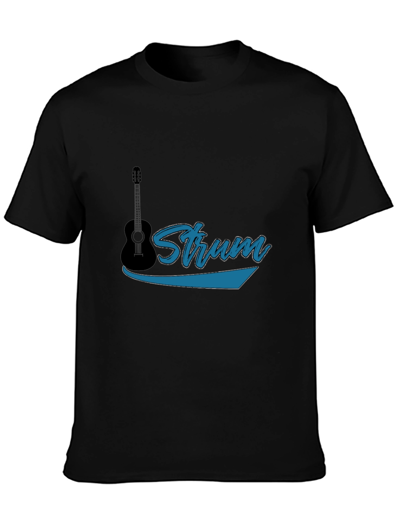 Strum Guitar Black T-Shirt - Music Lover Tee