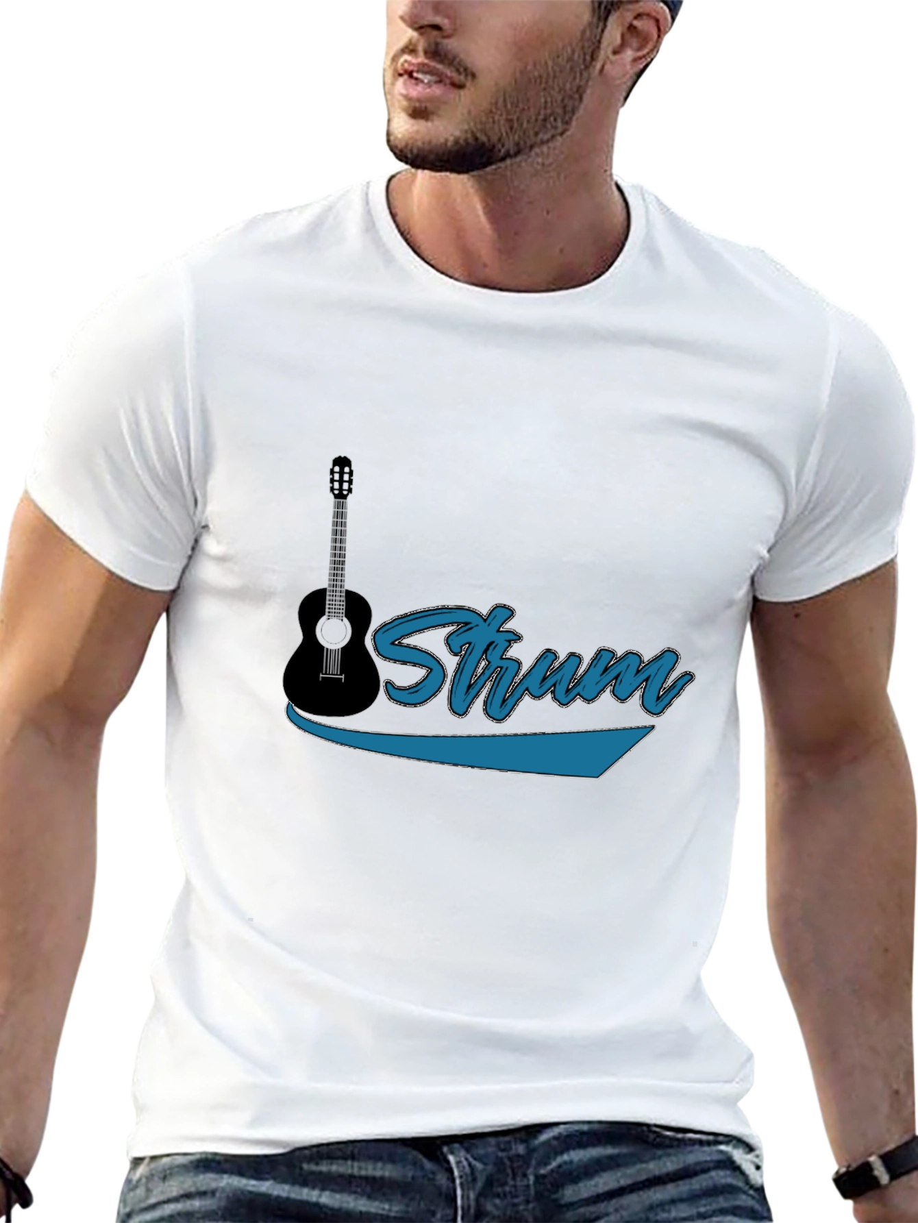 Strum Guitar Black T-Shirt - Music Lover Tee
